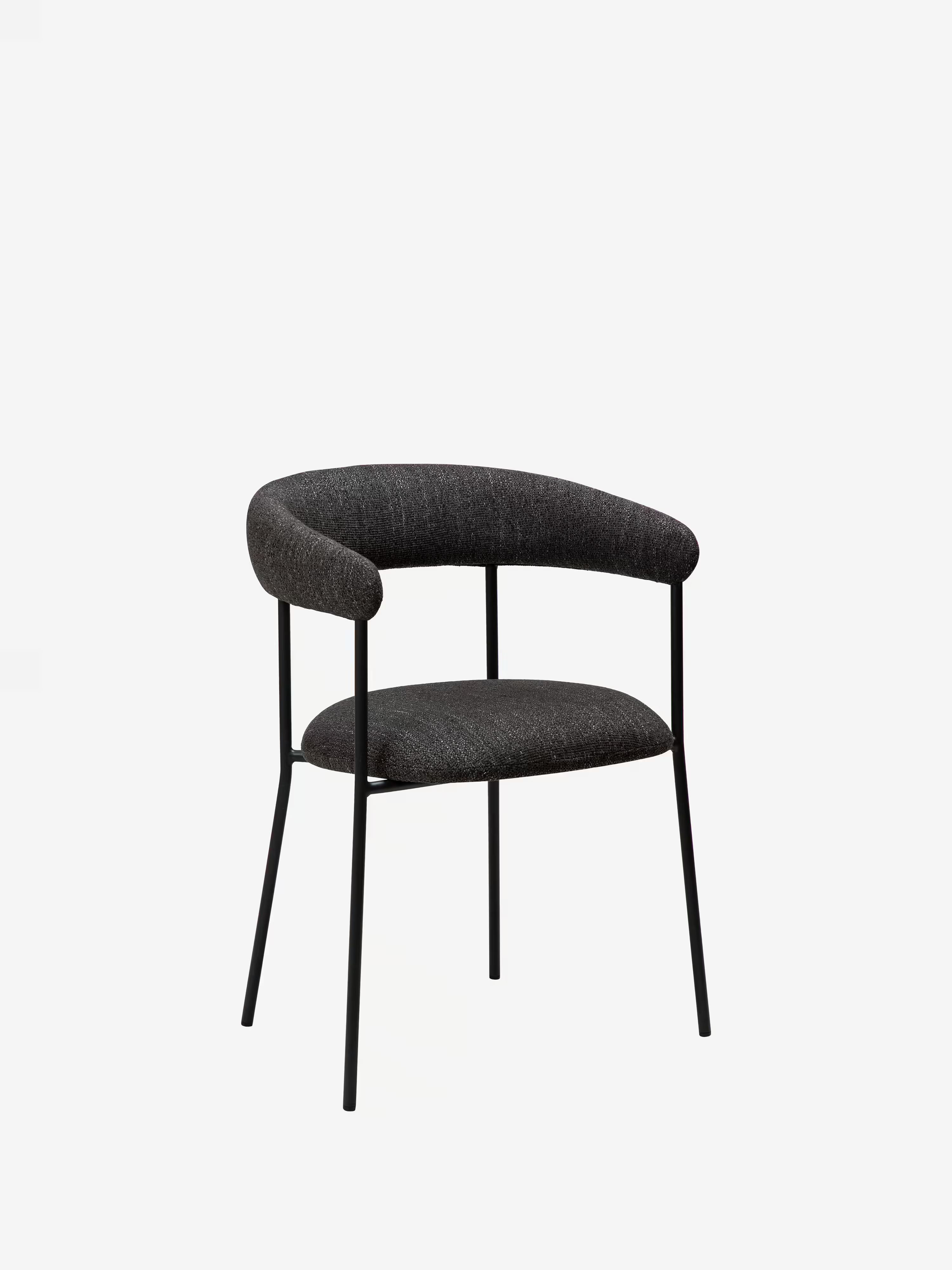 Plenti Chaise avec accoudoirs en tissu bouclé et structure en métal - design léger et élégant