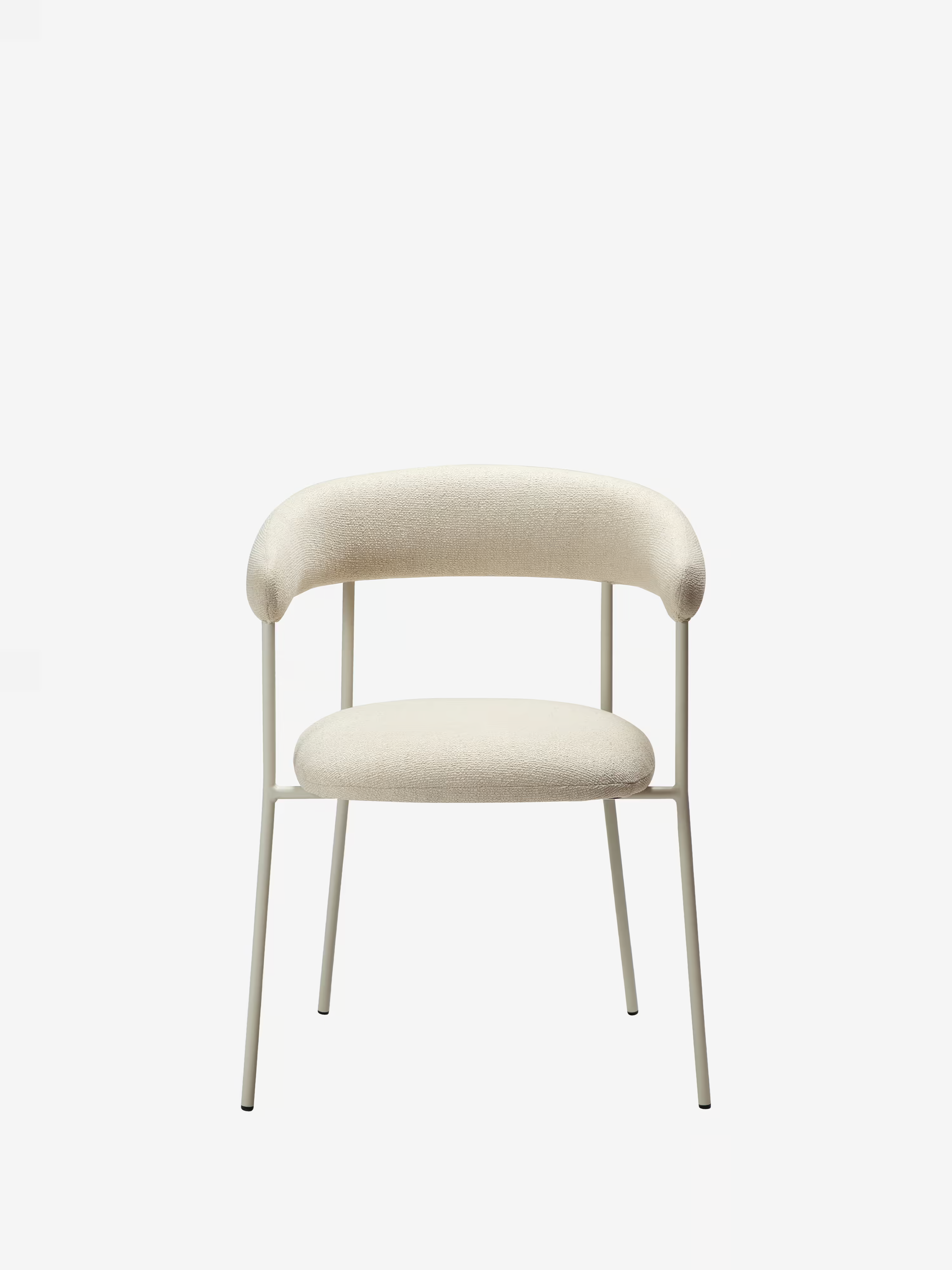 Plenti Chaise avec accoudoirs en tissu bouclé et structure en métal - design léger et élégant