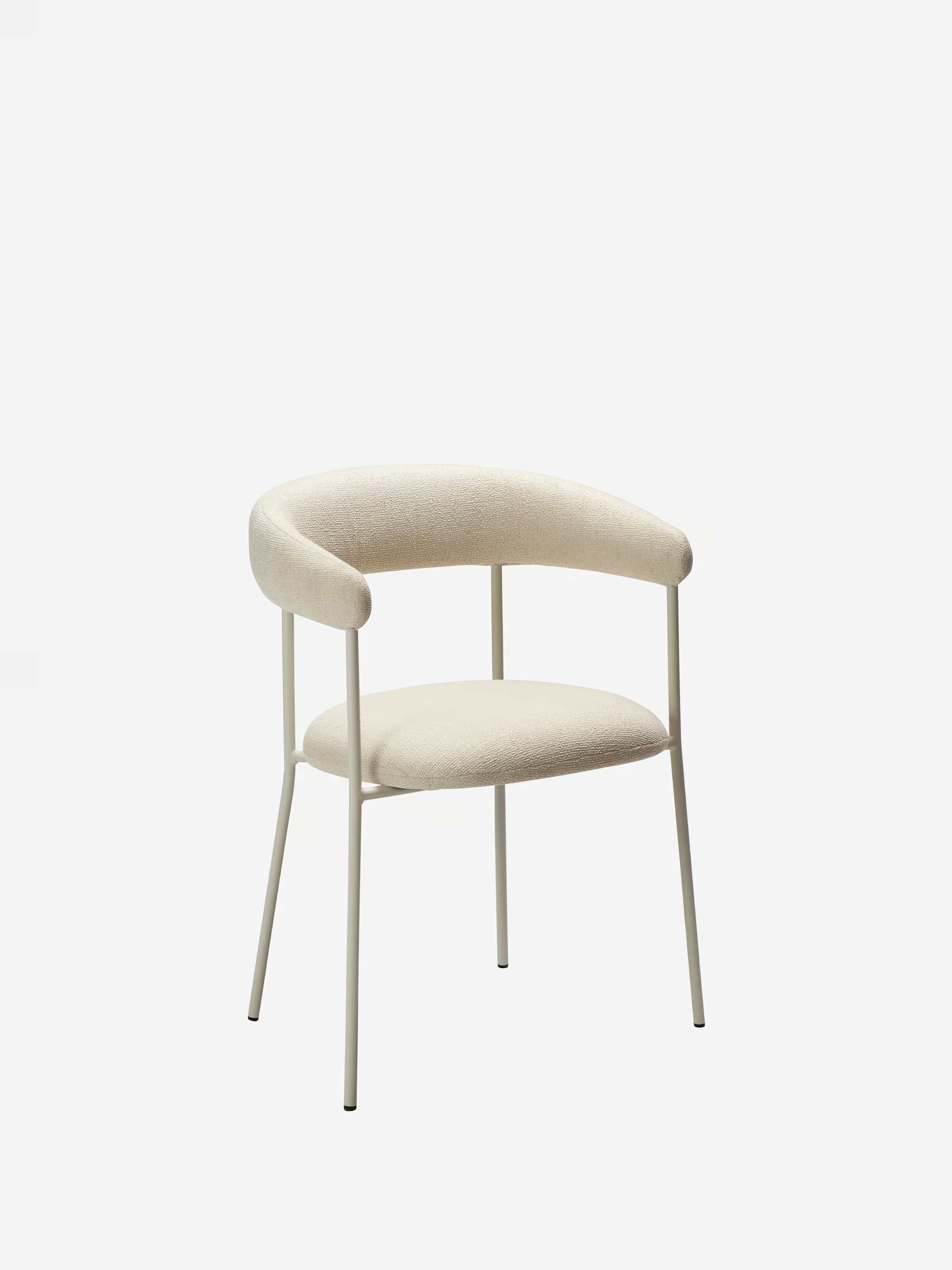 Plenti Chaise avec accoudoirs en tissu bouclé et structure en métal - design léger et élégant