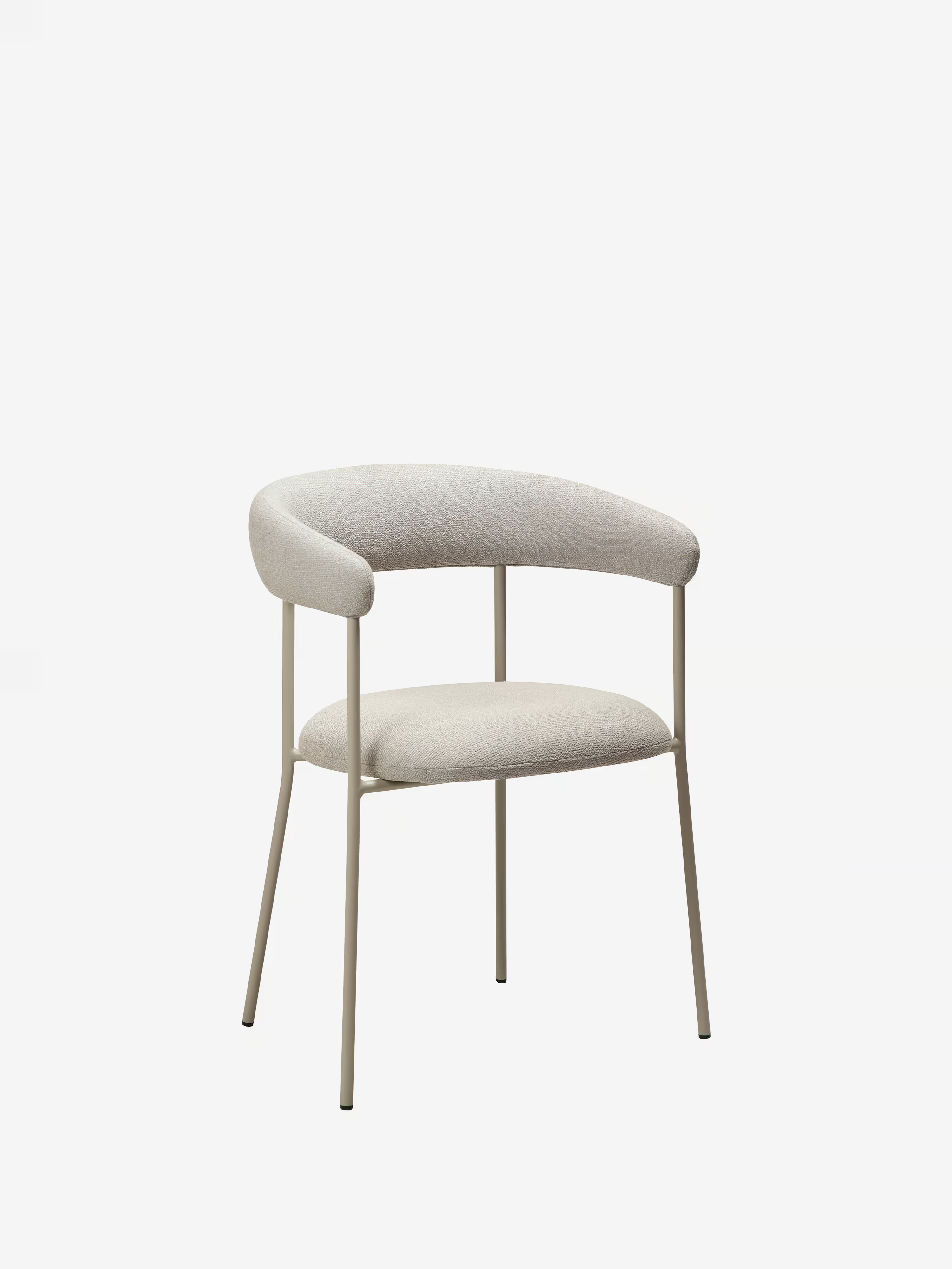 Plenti Chaise avec accoudoirs en tissu bouclé et structure en métal - design léger et élégant