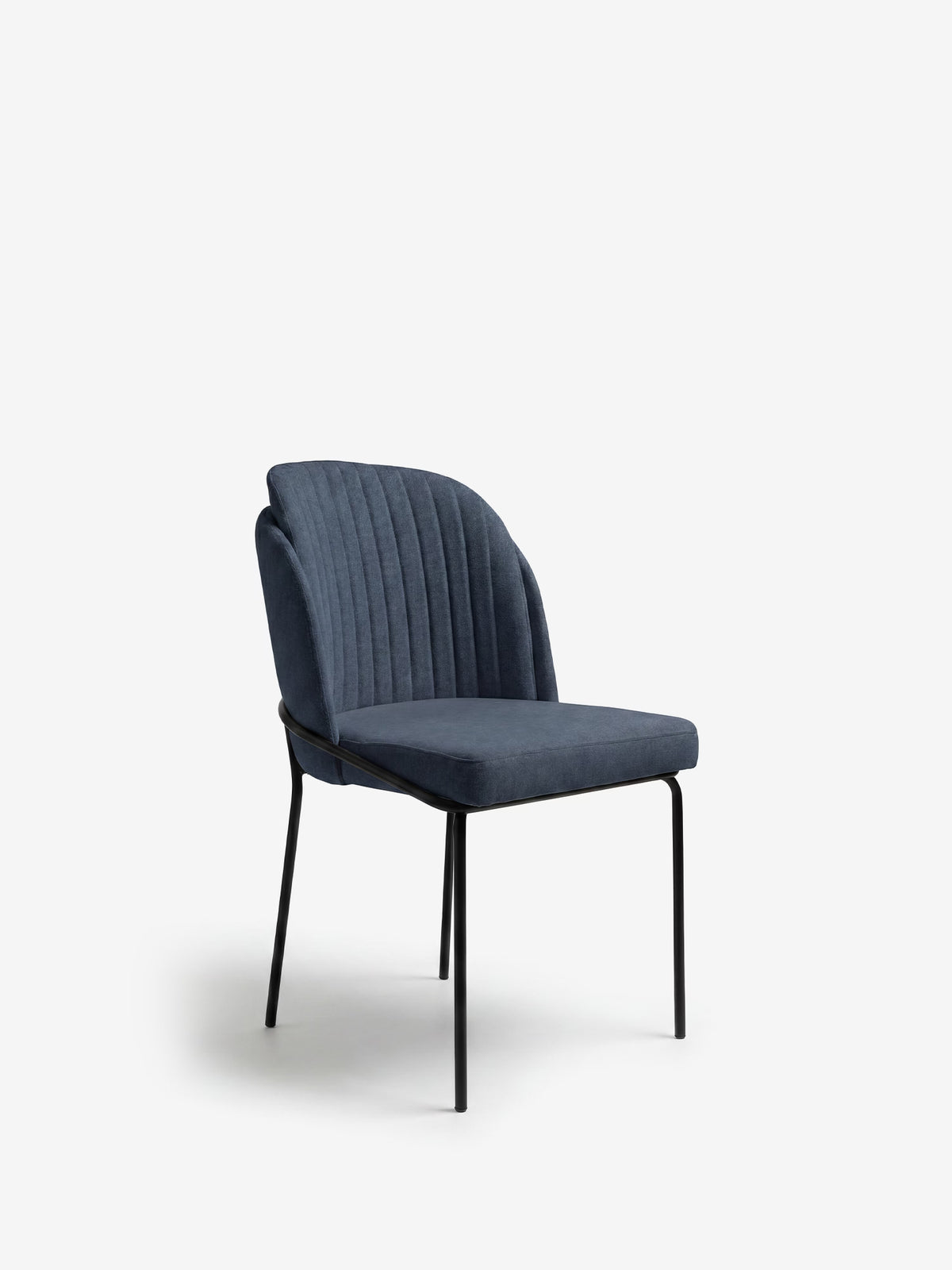 Plissé upholstered chair in waterproof cream fabric - pleated backrest and black metal legs
