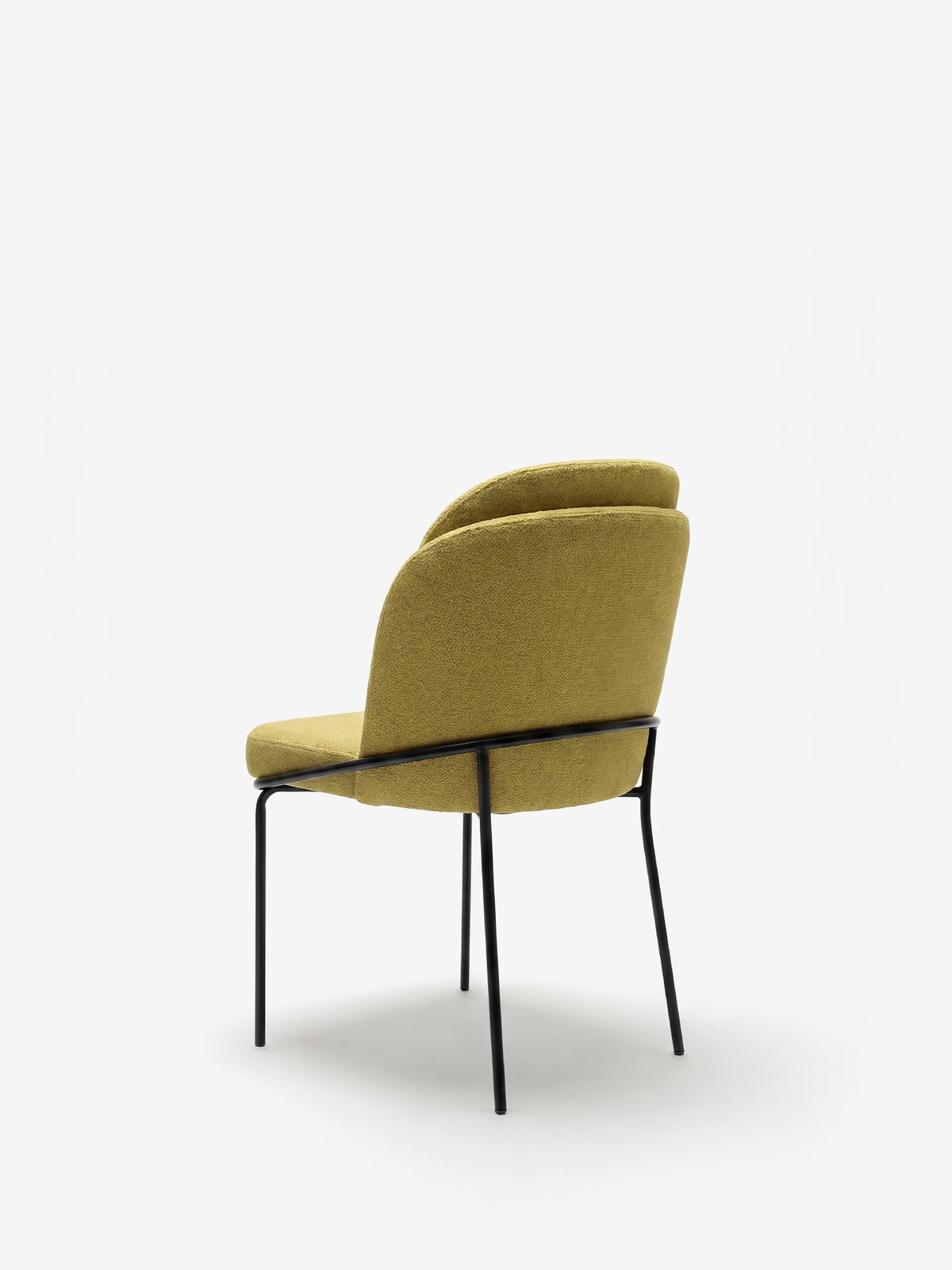 Plissé upholstered chair in waterproof cream fabric - pleated backrest and black metal legs