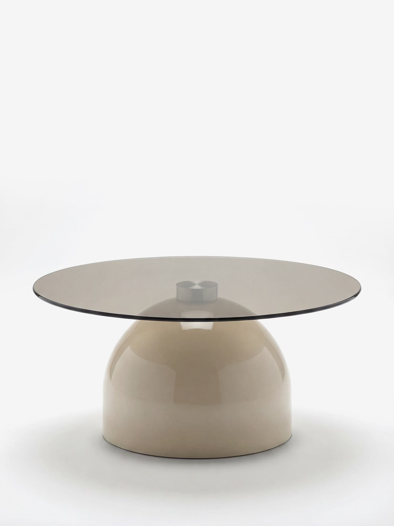 Ravello Runder Couchtisch aus gehärtetem Glas und Metall grau / beige Ø70 cm