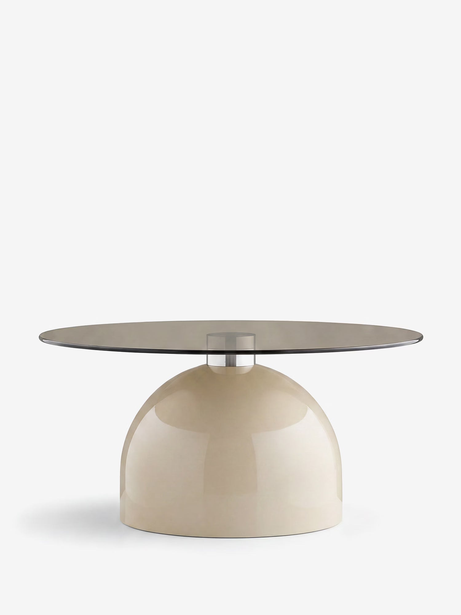 Ravello Runder Couchtisch aus gehärtetem Glas und Metall grau / beige Ø70 cm