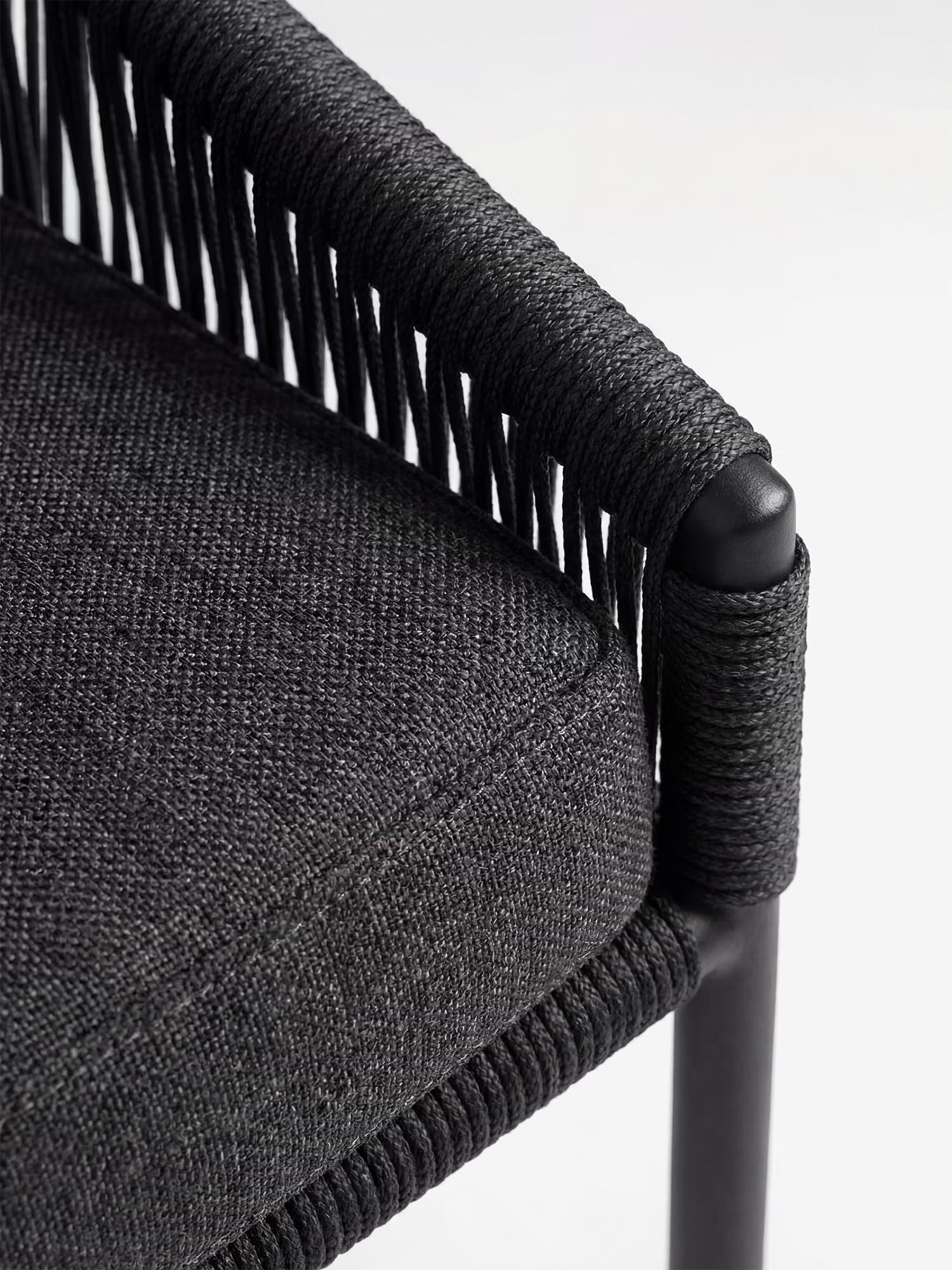 Vesper Sillón de exterior de cuerda gris pizarra y aluminio negro