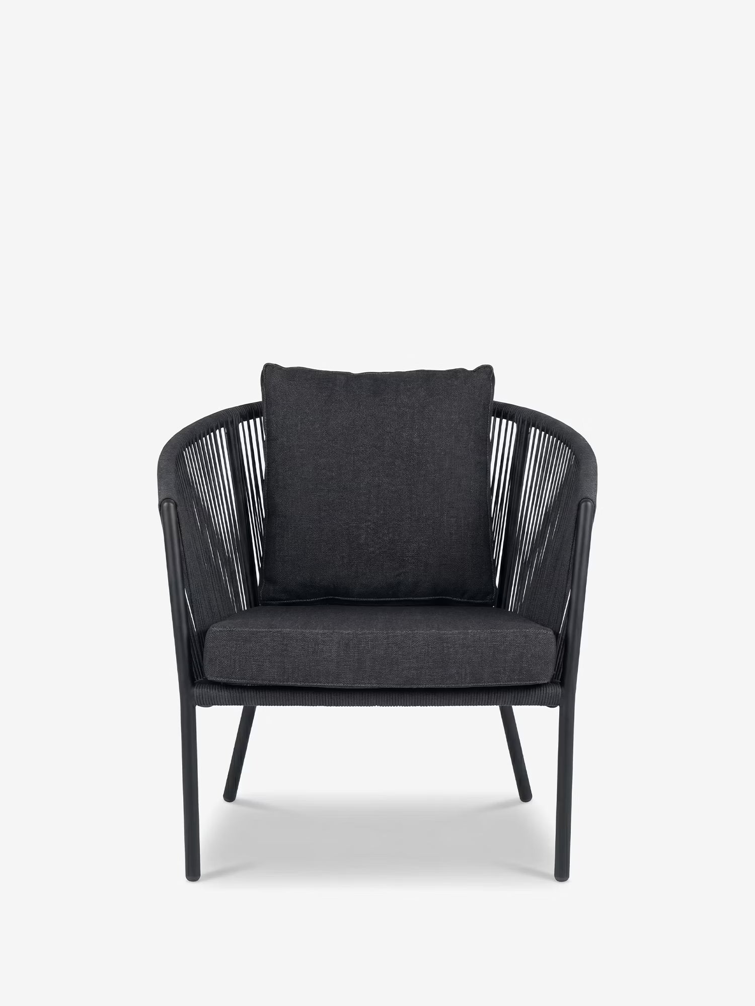 Vesper Sillón de exterior de cuerda gris pizarra y aluminio negro