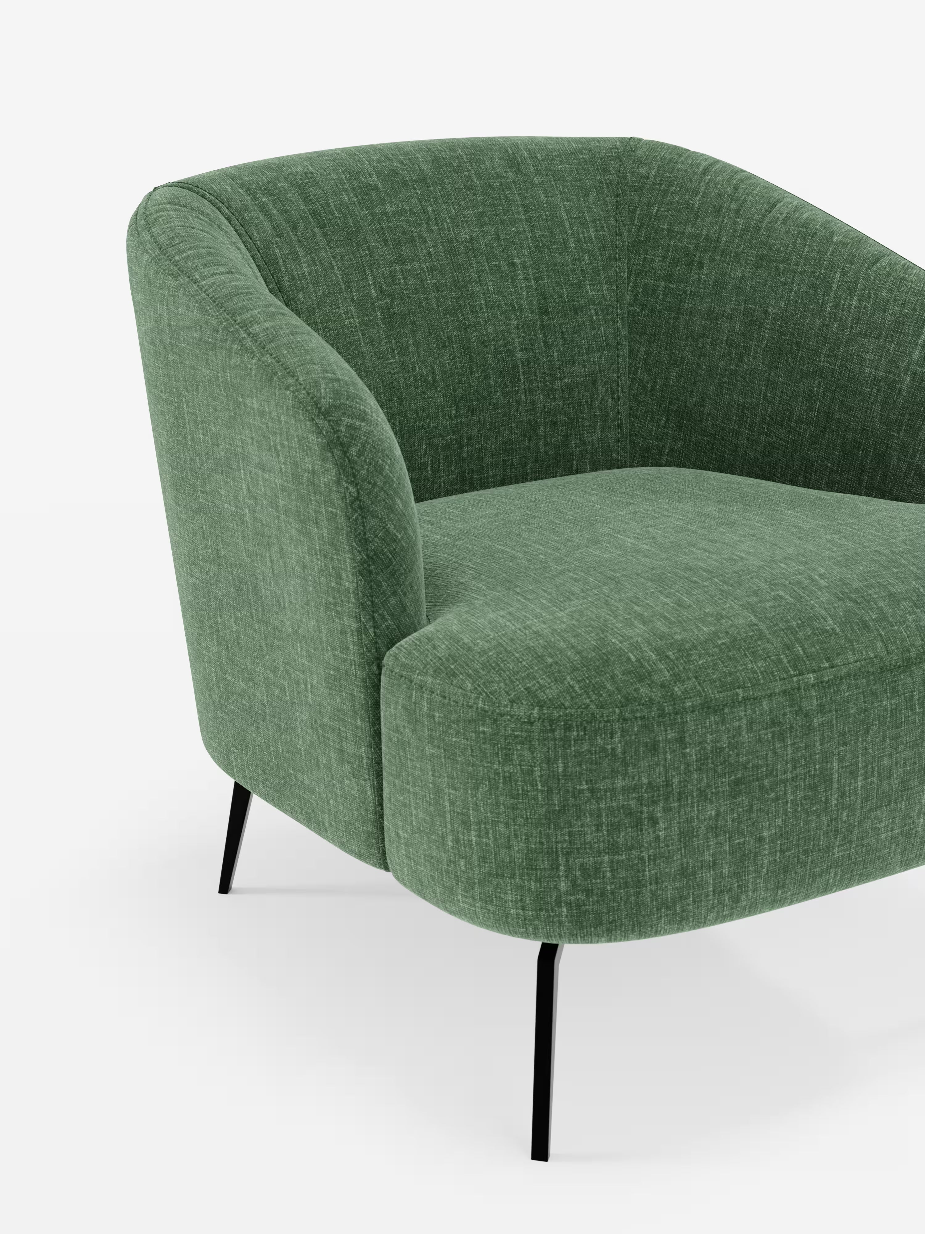 Renoa poltroncina moderna con influenze retrò in morbida ciniglia smacchiabile
