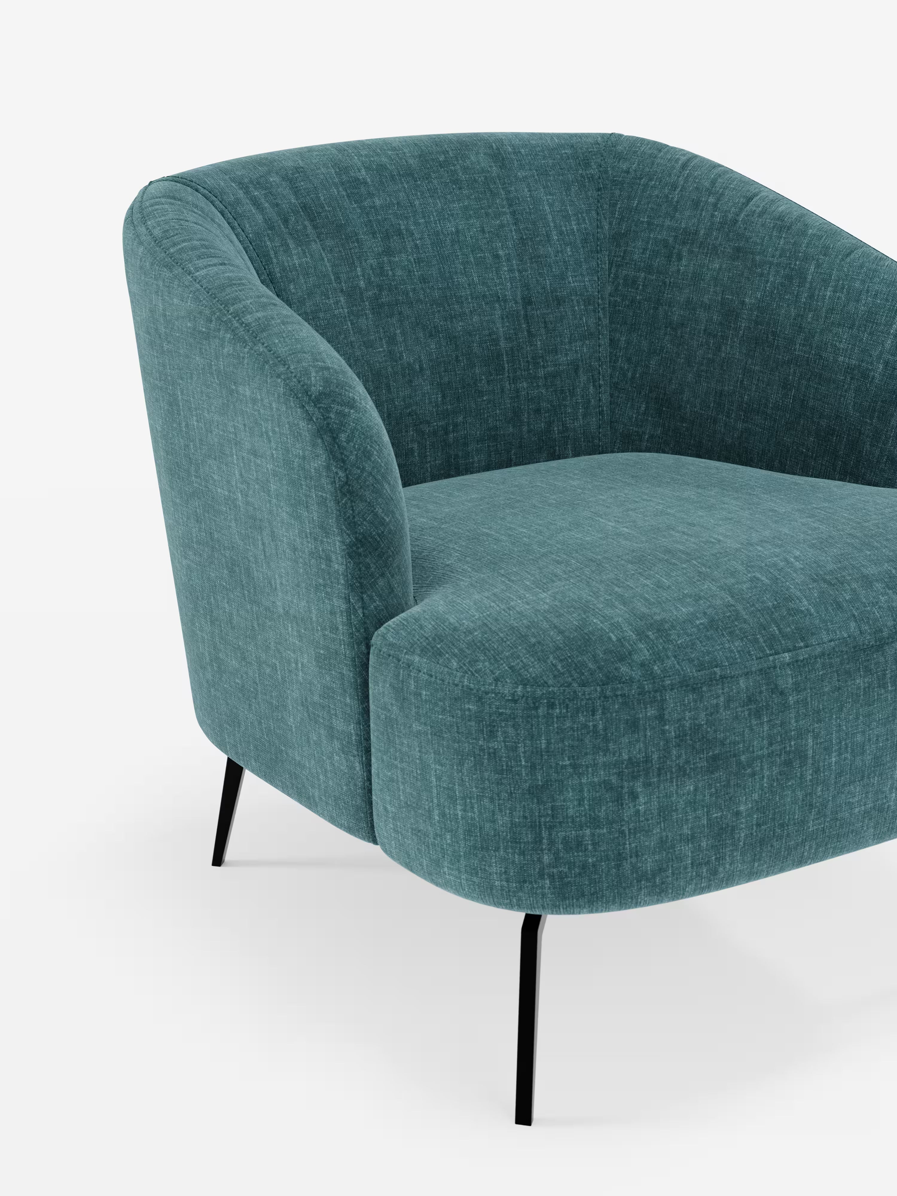 Renoa poltroncina moderna con influenze retrò in morbida ciniglia smacchiabile