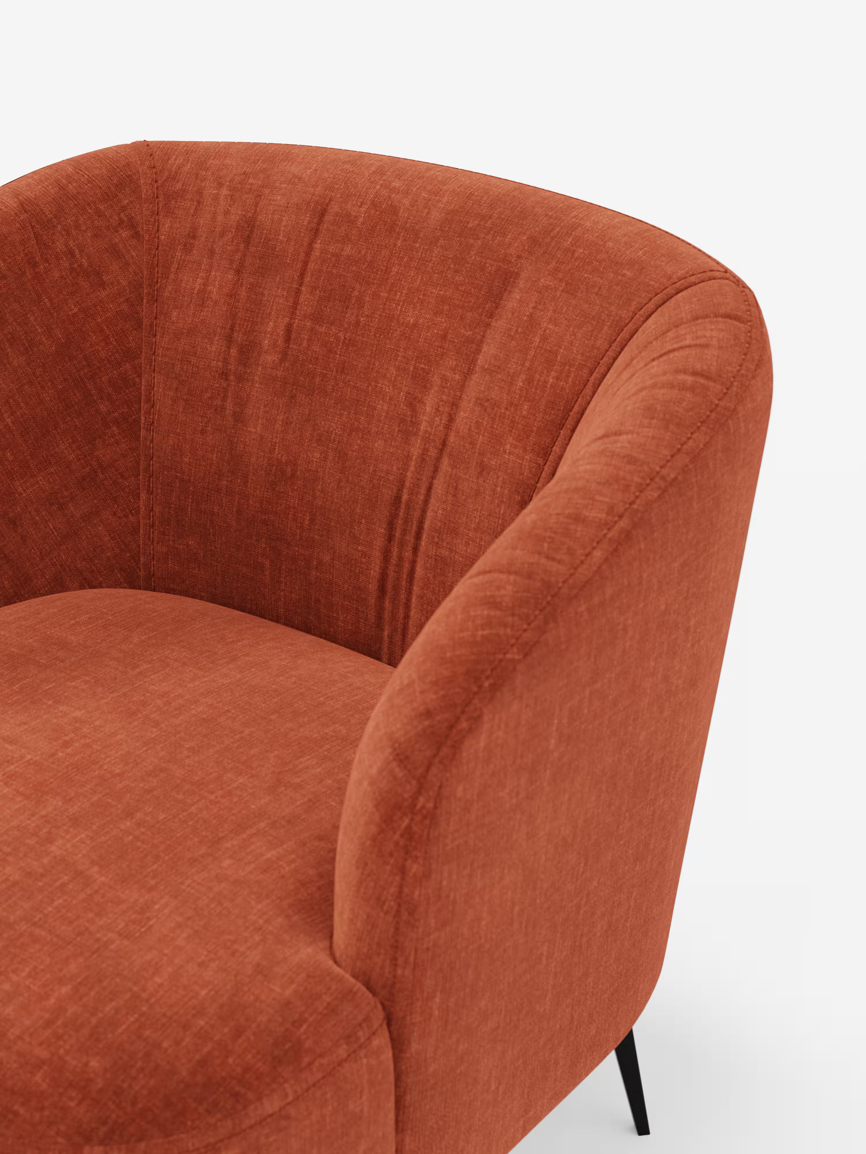 Renoa poltroncina moderna con influenze retrò in morbida ciniglia smacchiabile