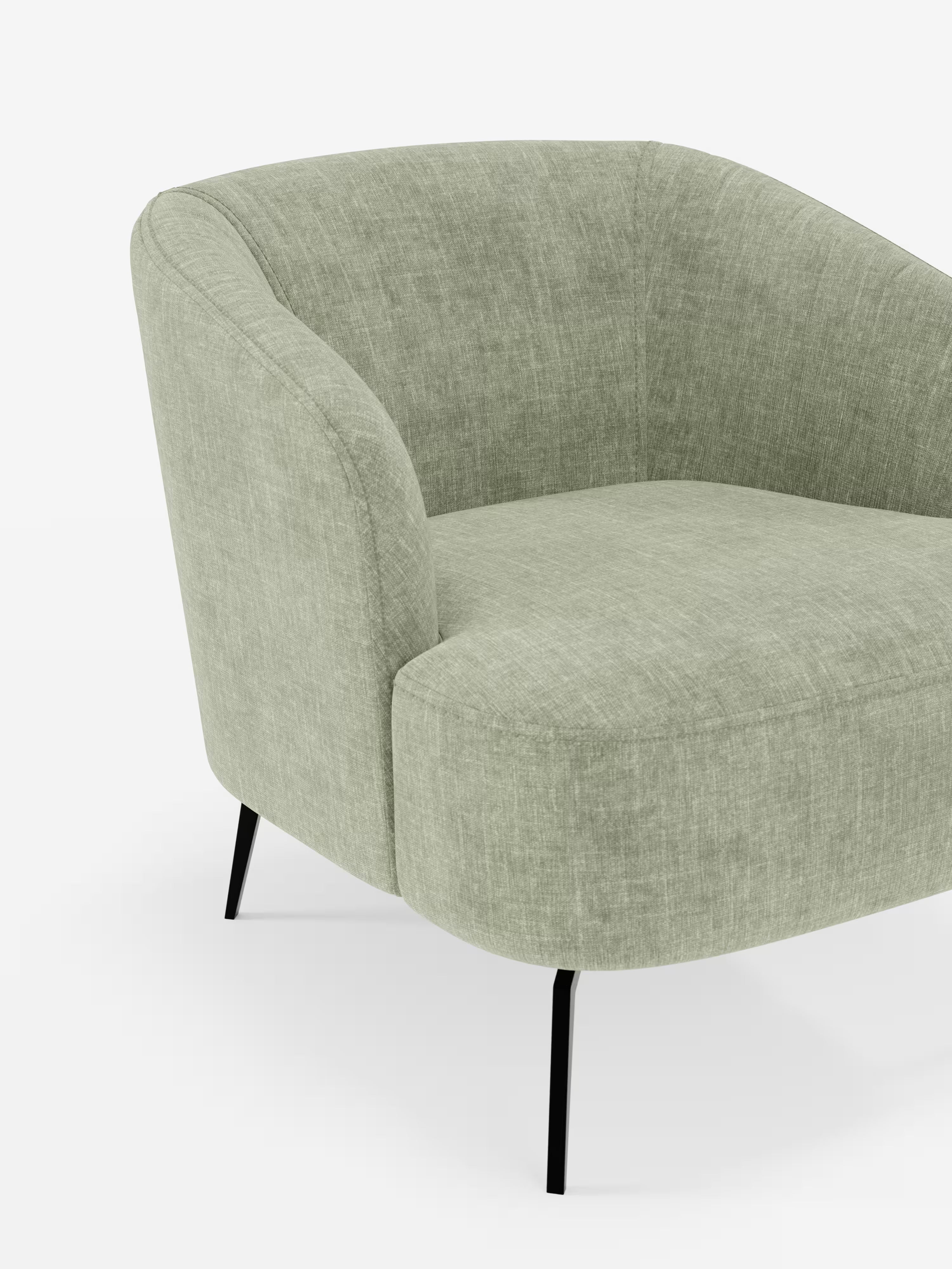 Renoa poltroncina moderna con influenze retrò in morbida ciniglia smacchiabile