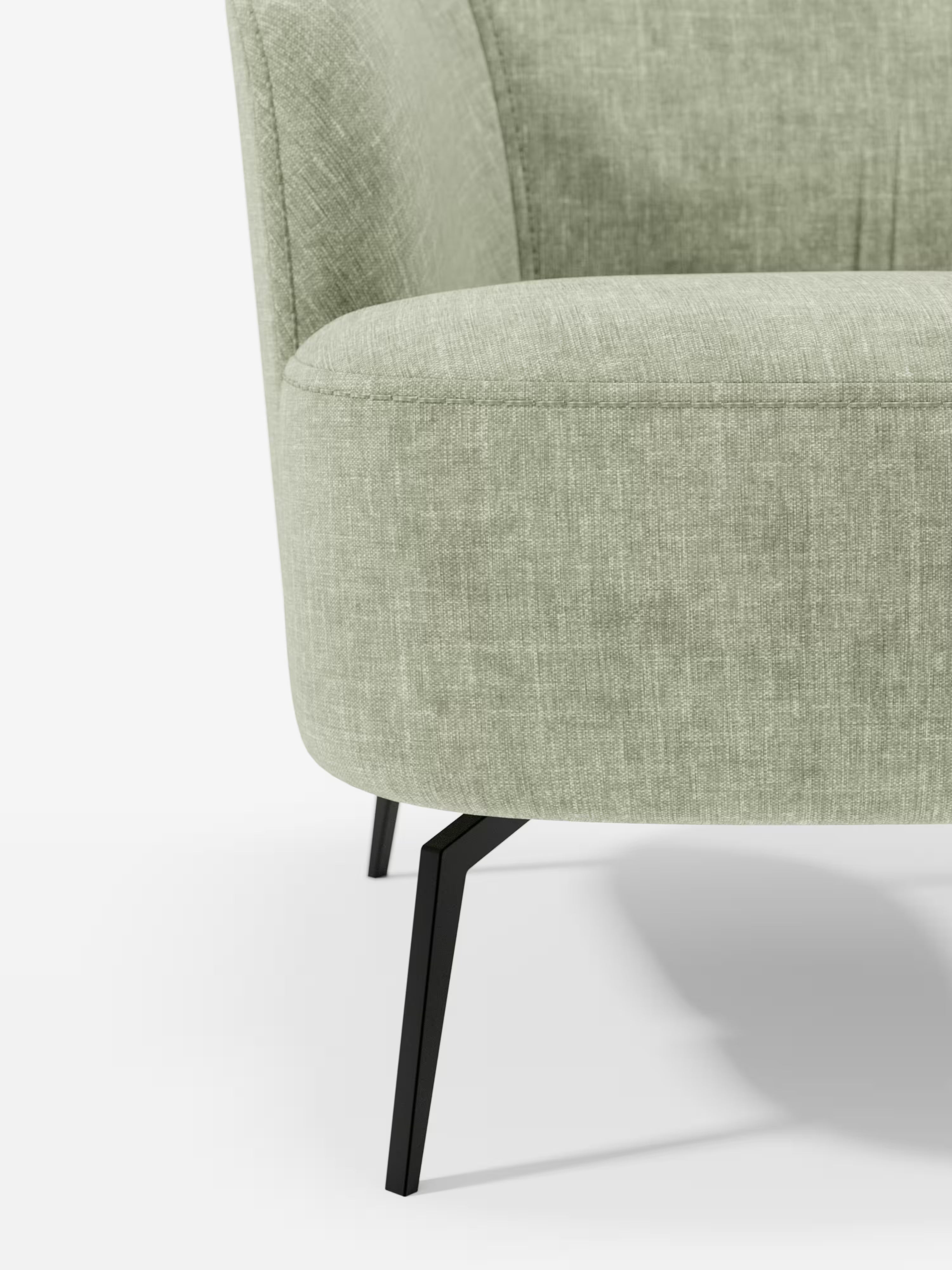 Renoa poltroncina moderna con influenze retrò in morbida ciniglia smacchiabile