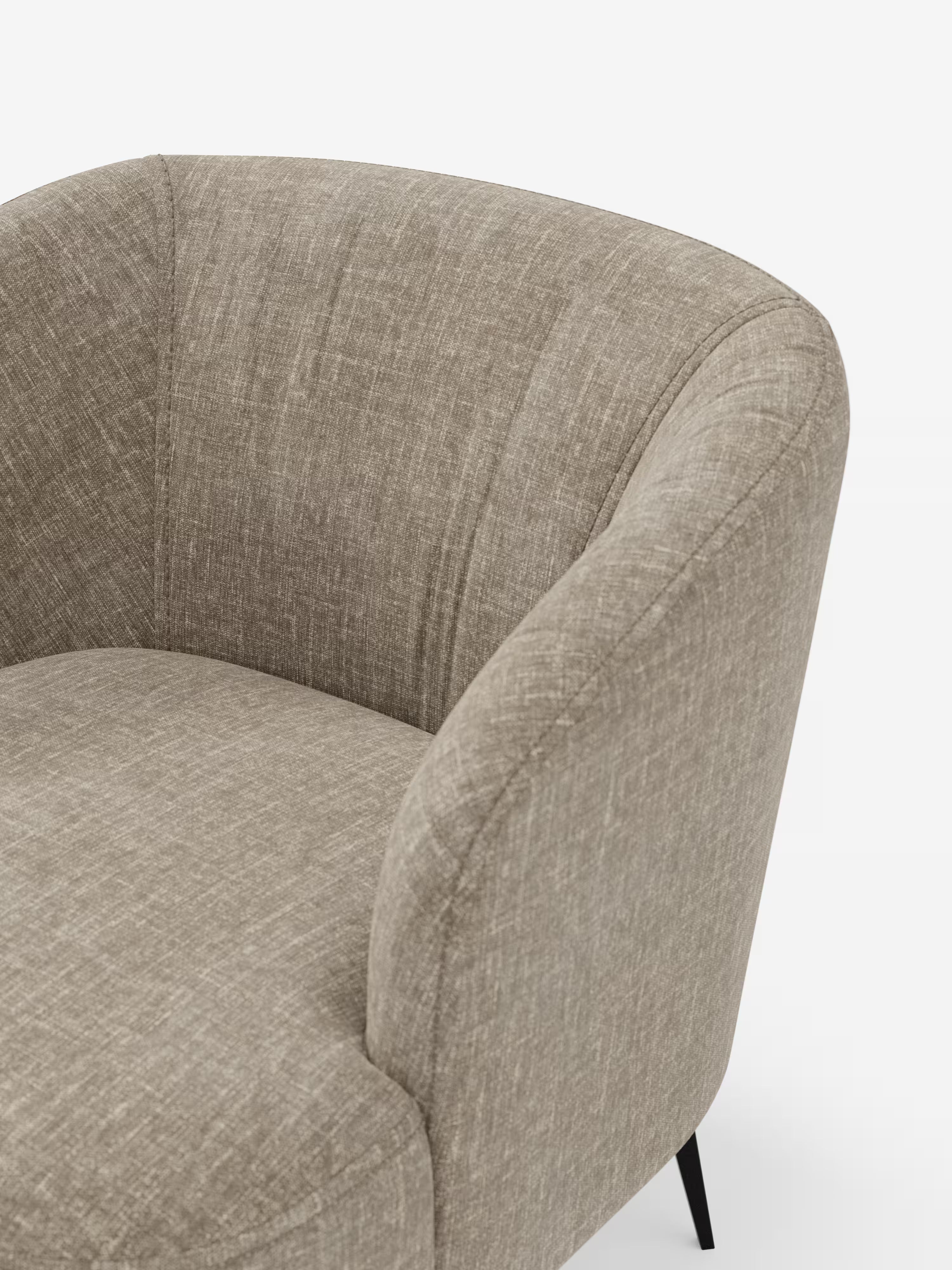 Renoa poltroncina moderna con influenze retrò in morbida ciniglia smacchiabile
