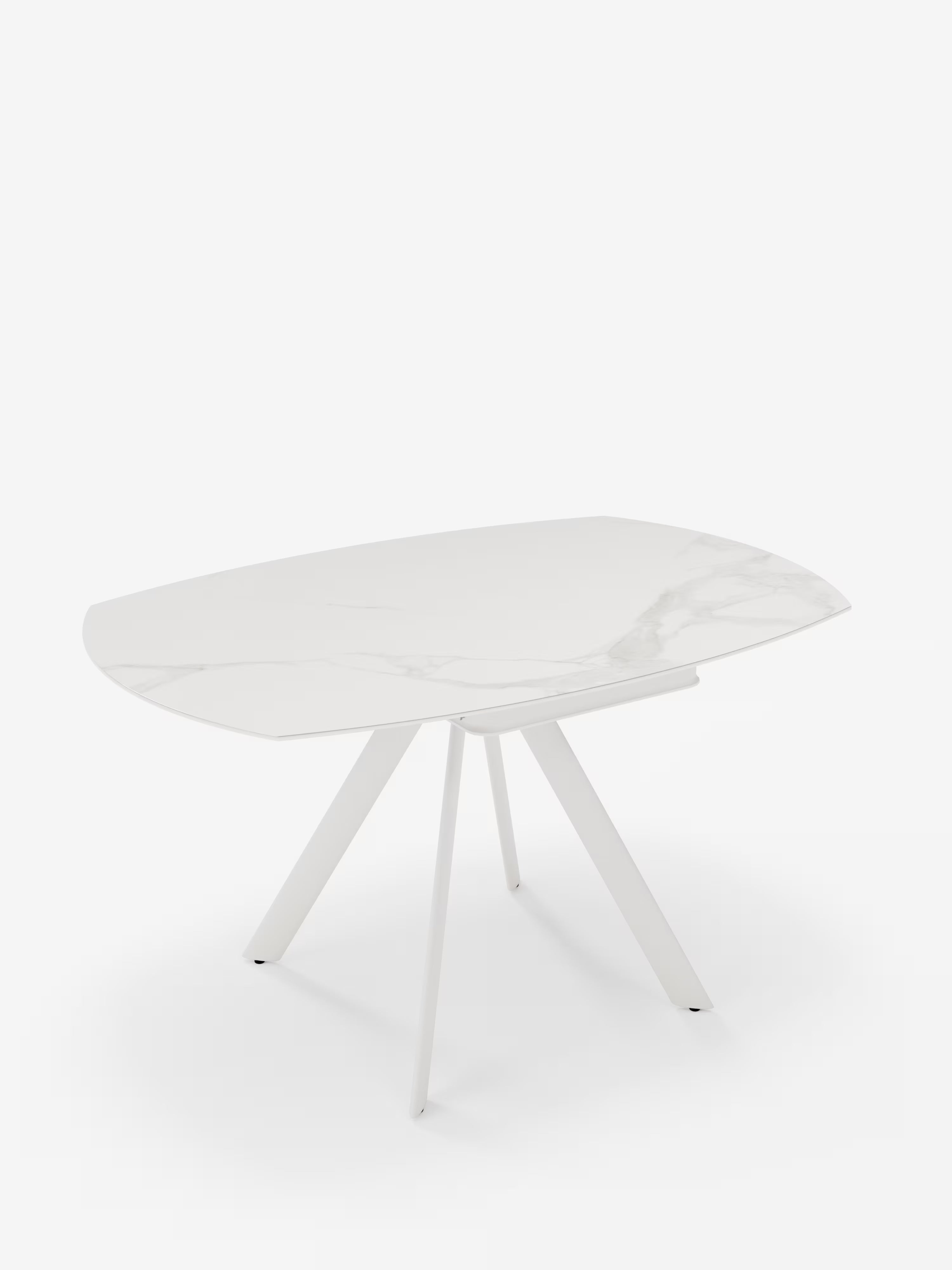 Round Mesa extensible efecto mármol blanco – base de metal blanco 135 (Ø 135) x 87 cm