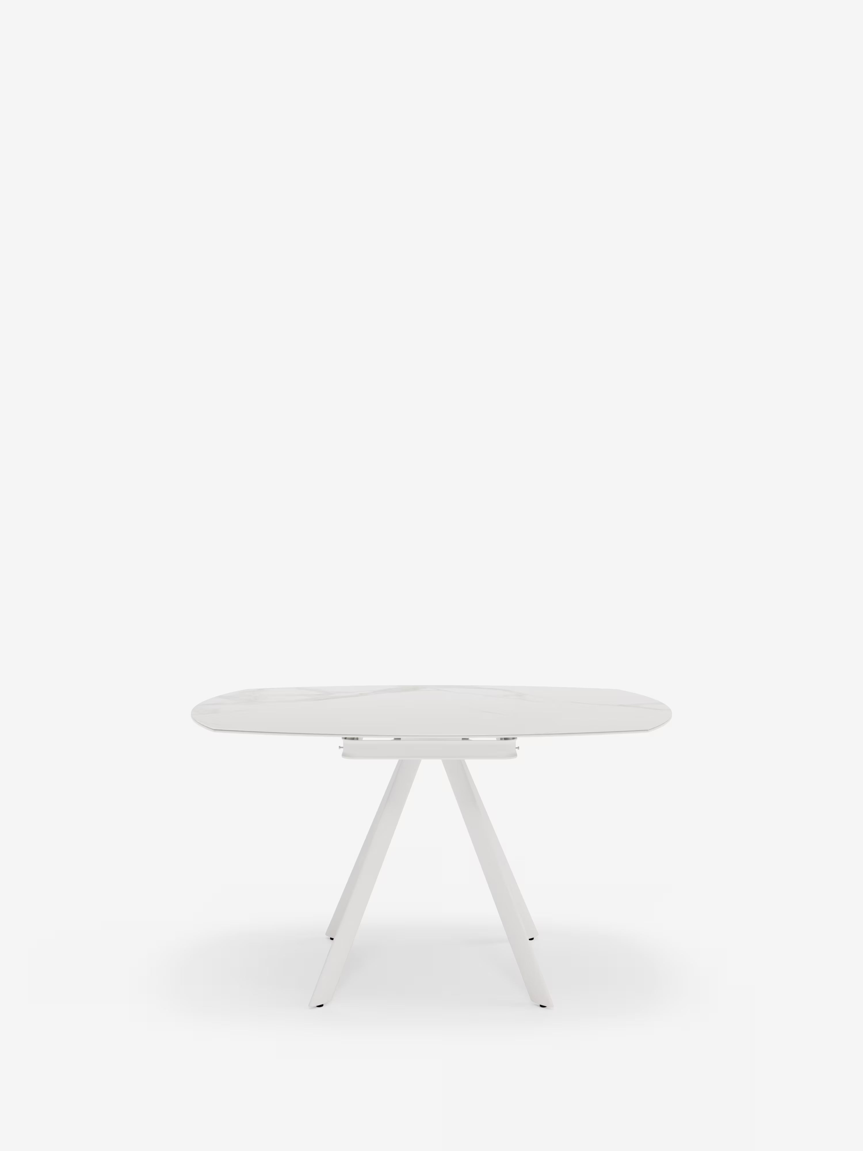 Round Mesa extensible efecto mármol blanco – base de metal blanco 135 (Ø 135) x 87 cm