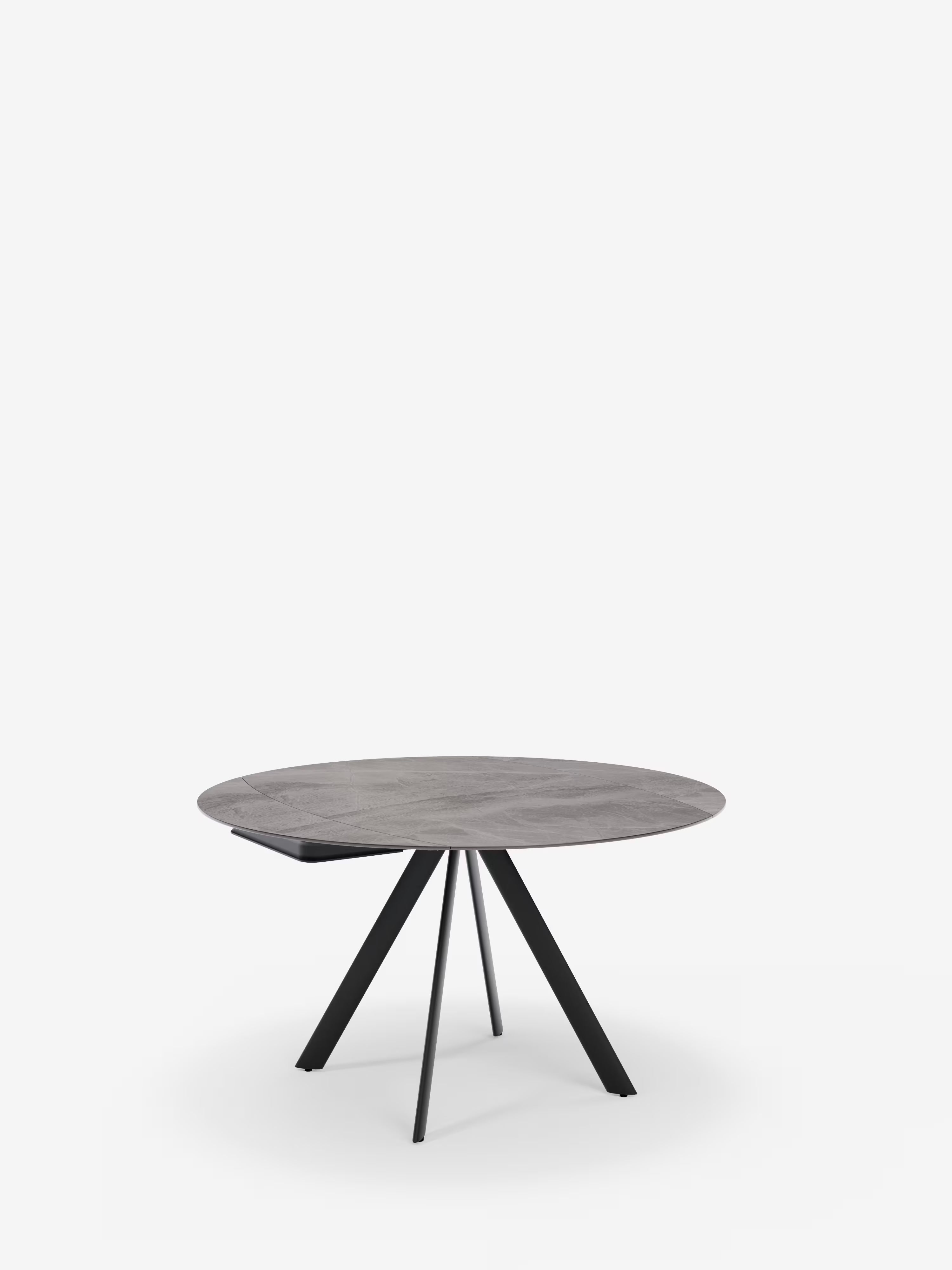 Round Mesa extensible efecto mármol gris – base de metal antracita 135 (Ø 135) x 87 cm