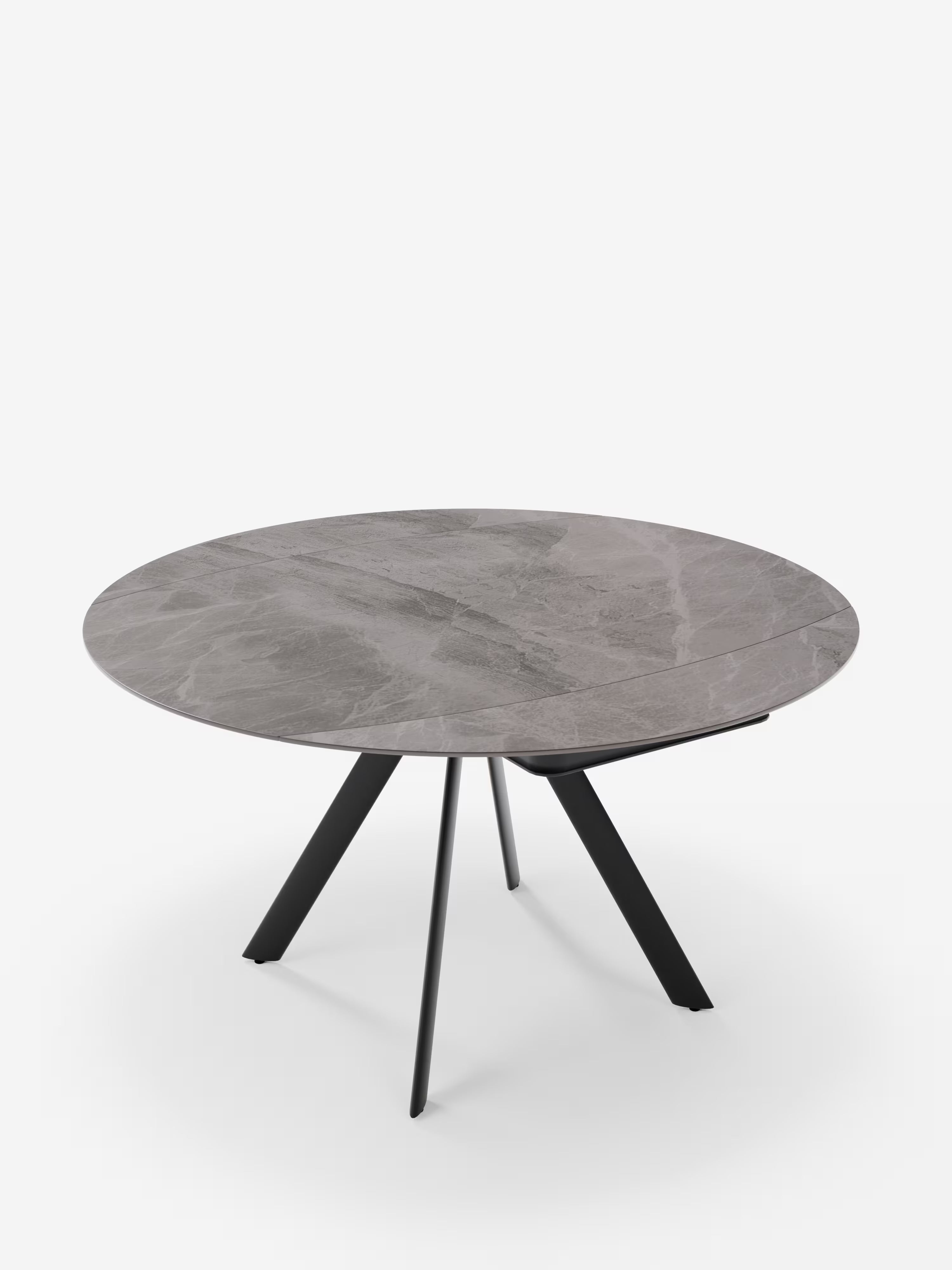 Round Mesa extensible efecto mármol gris – base de metal antracita 135 (Ø 135) x 87 cm