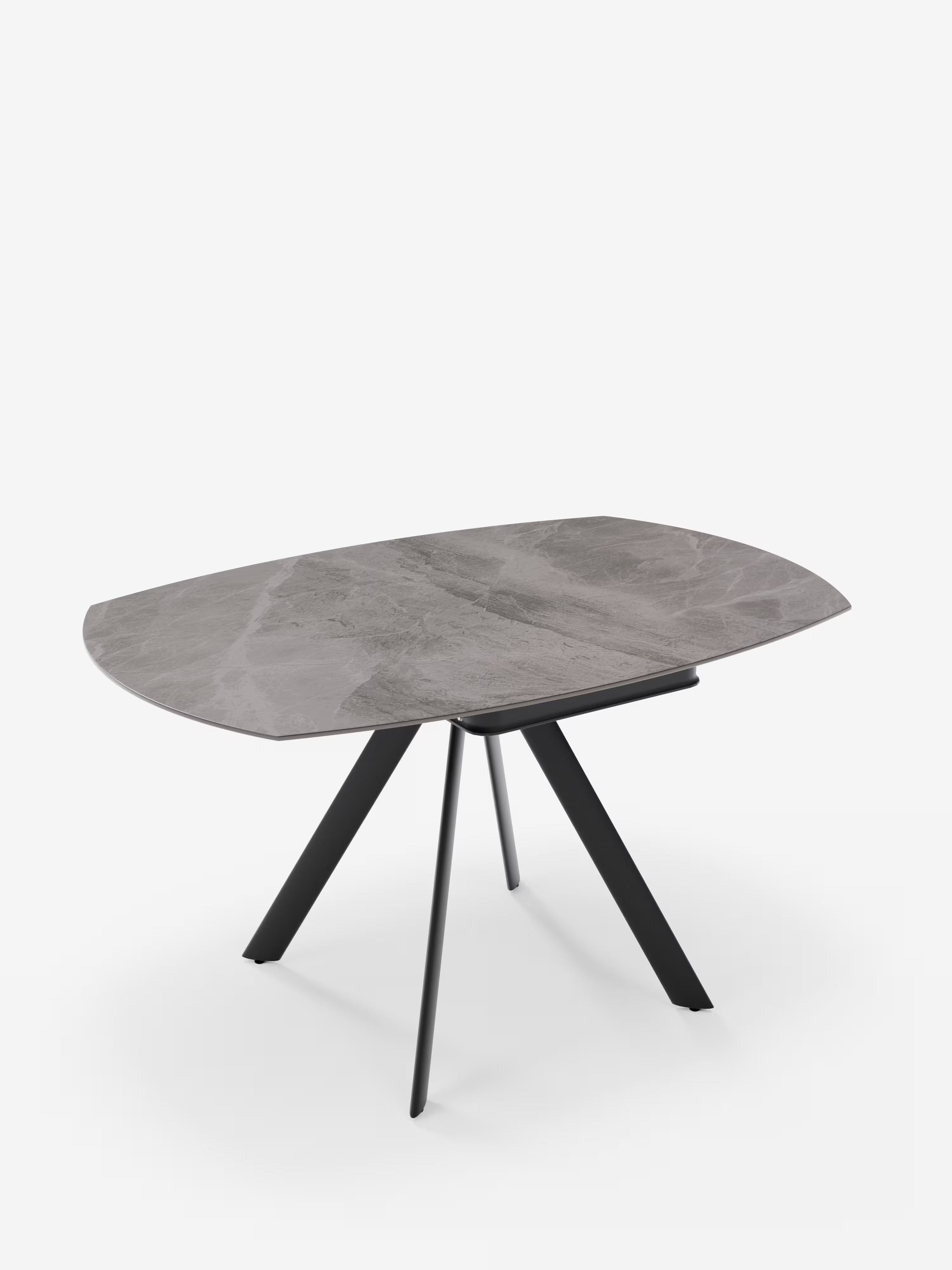 Round Mesa extensible efecto mármol gris – base de metal antracita 135 (Ø 135) x 87 cm