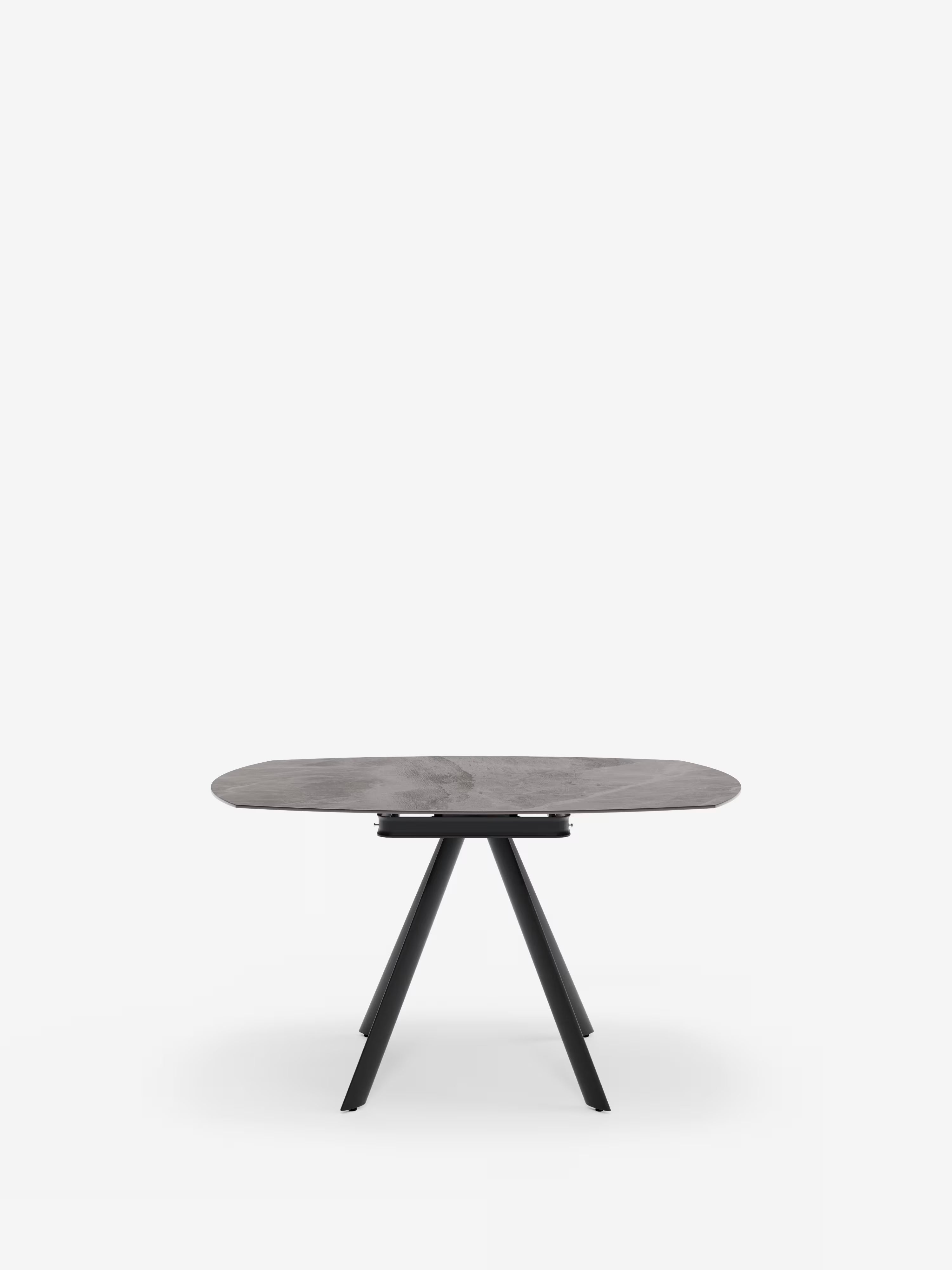 Round Mesa extensible efecto mármol gris – base de metal antracita 135 (Ø 135) x 87 cm