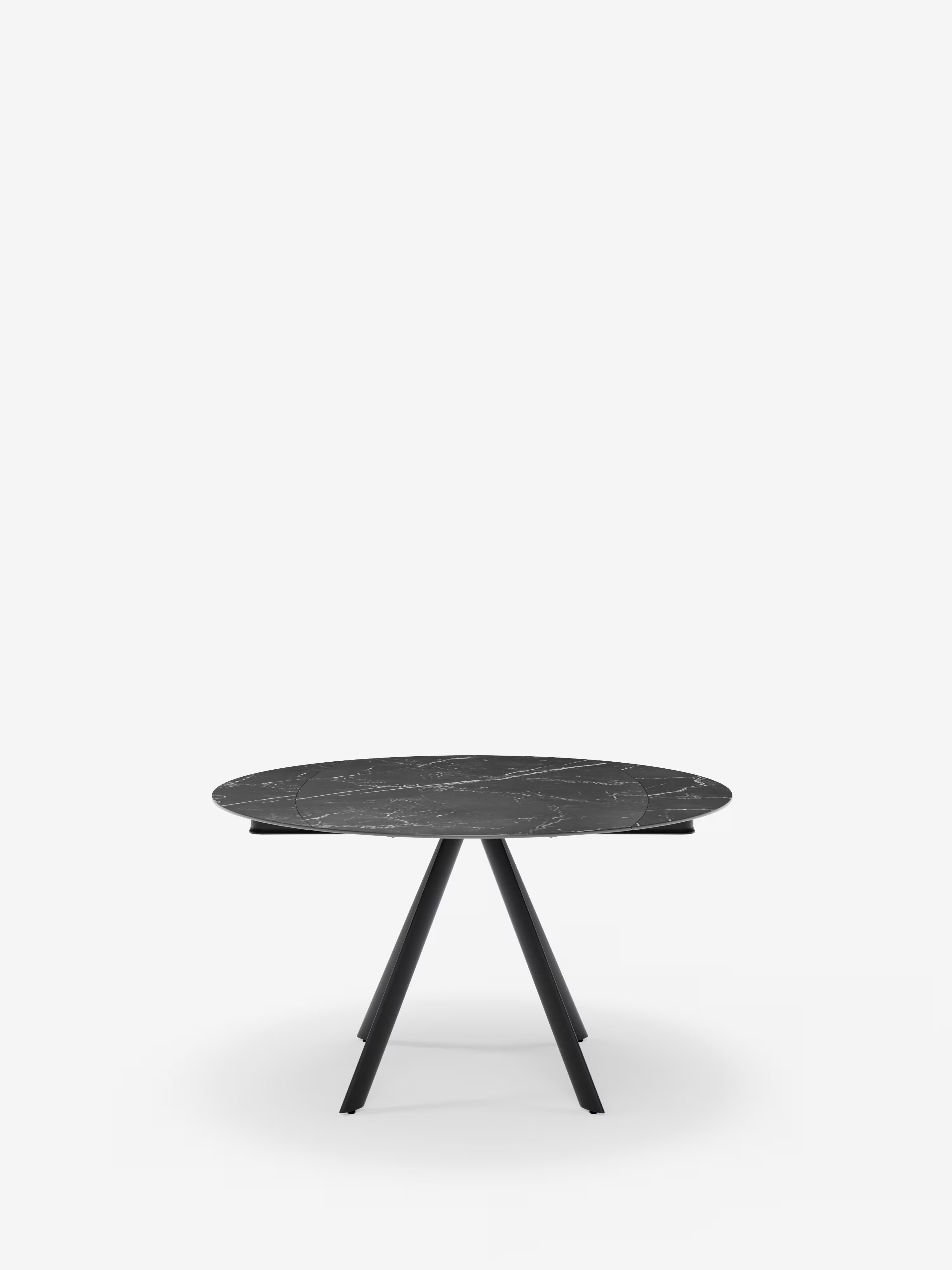 Round Extendable swivel table with black marble effect – from oval to round Ø 135 x 87 cm
