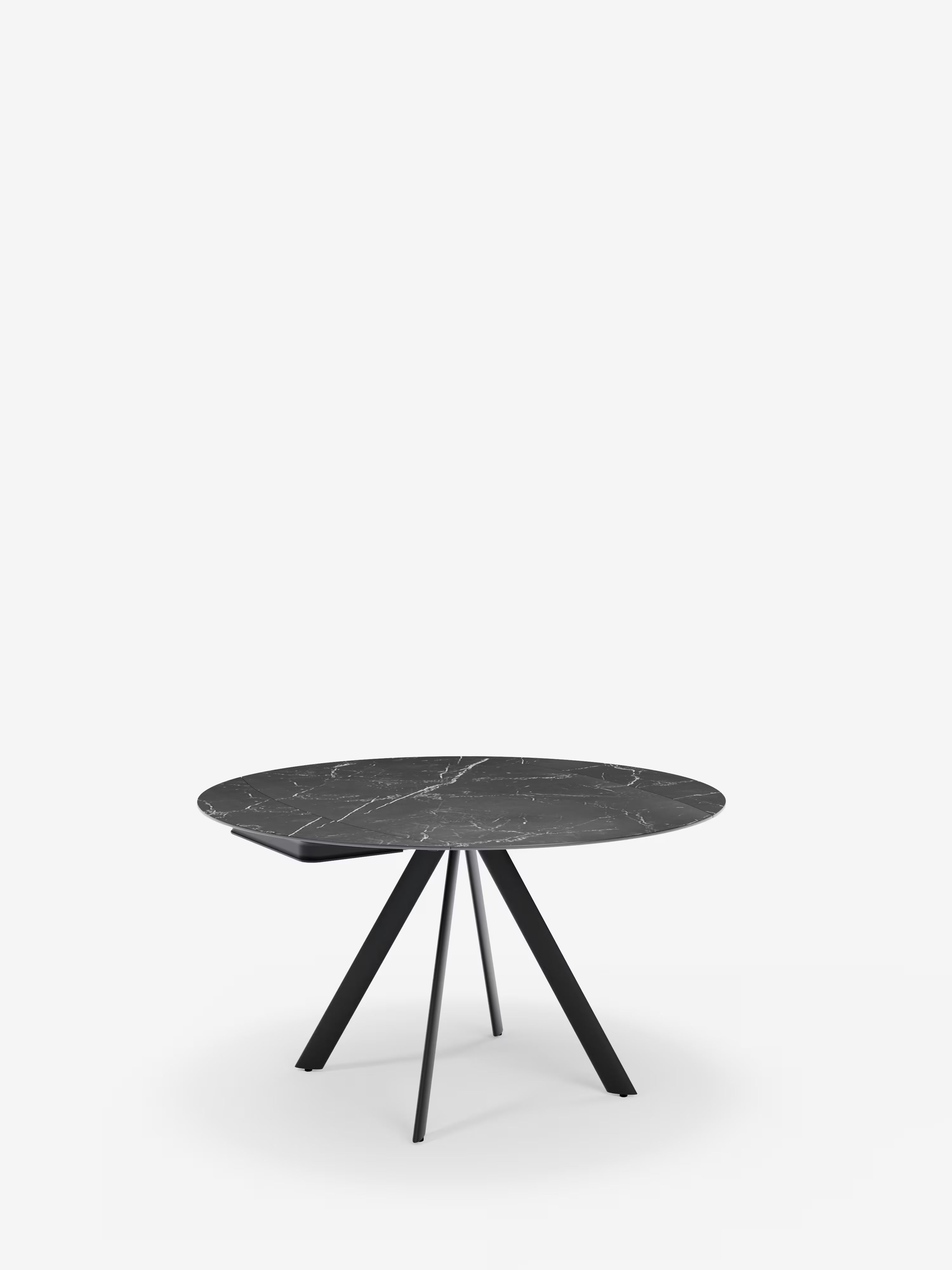Round Extendable swivel table with black marble effect – from oval to round Ø 135 x 87 cm