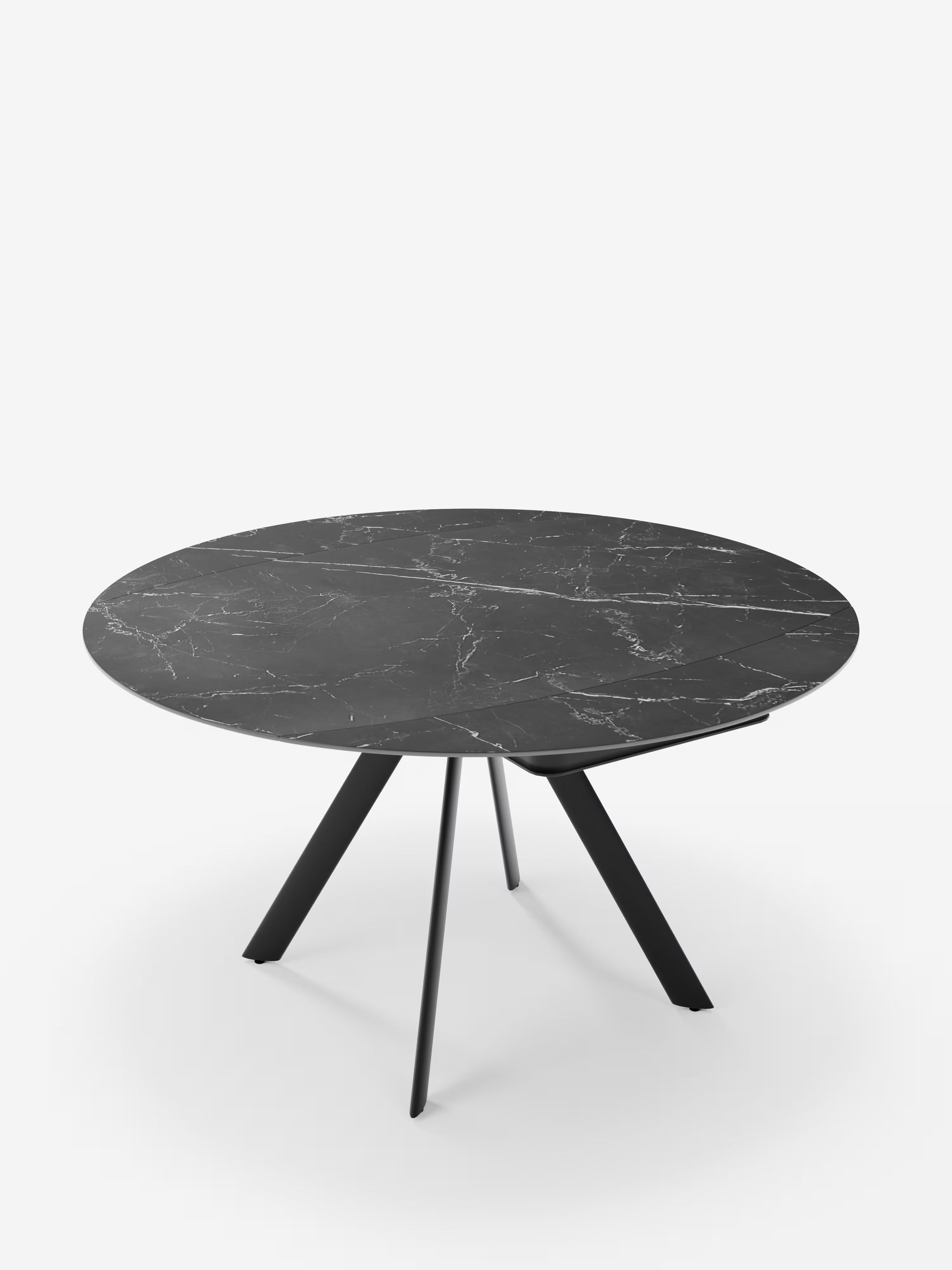 Round Extendable swivel table with black marble effect – from oval to round Ø 135 x 87 cm