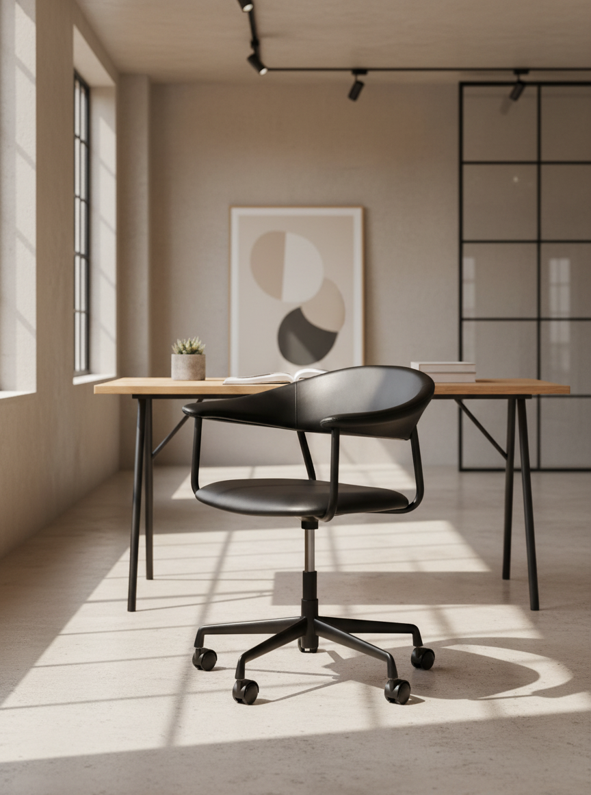 Rover chaise de bureau en cuir durable - design moderne industriel-chic
