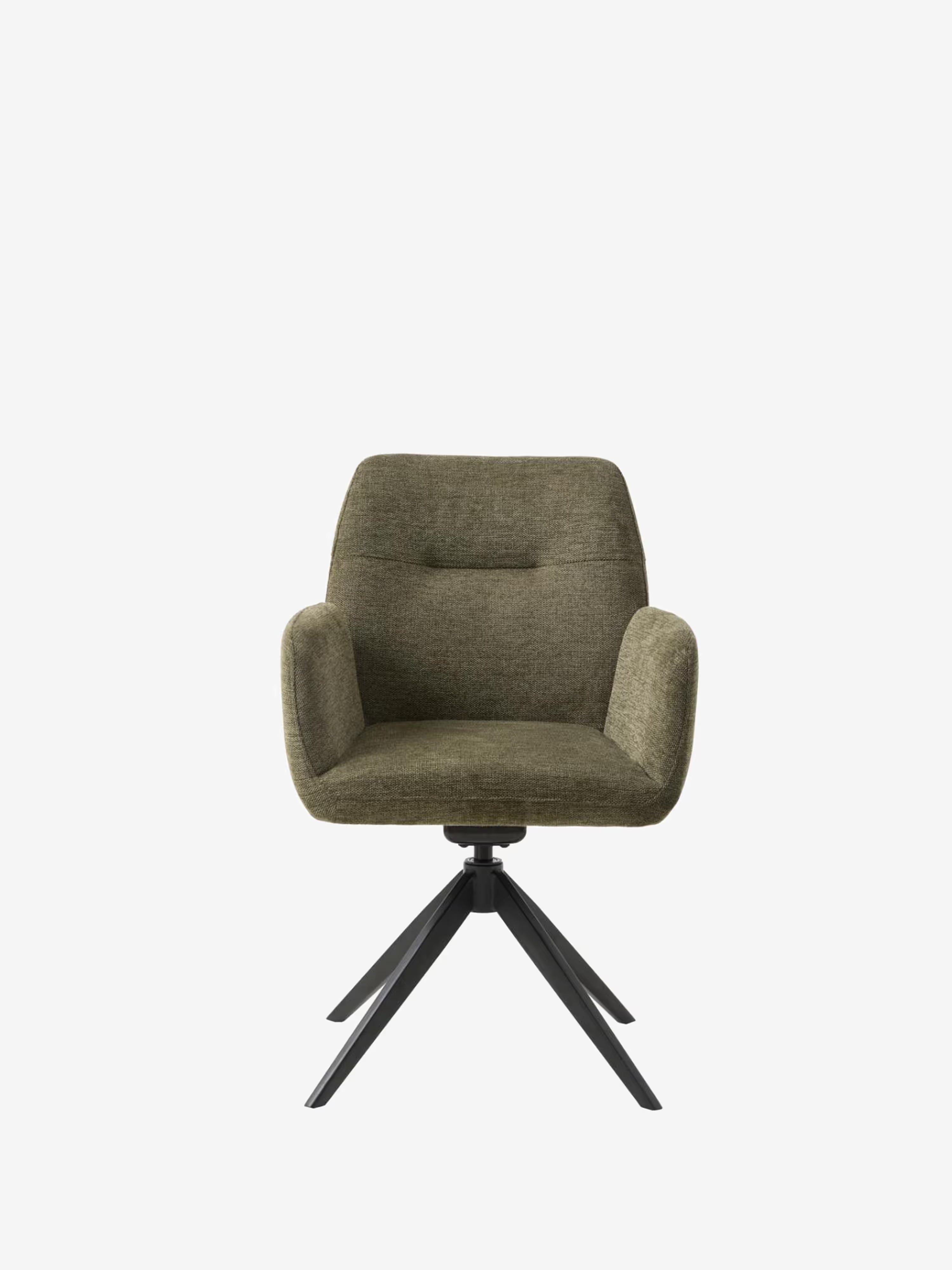 Roxana Chaise pivotante rembourrée en tissu avec accoudoirs et base en métal noir