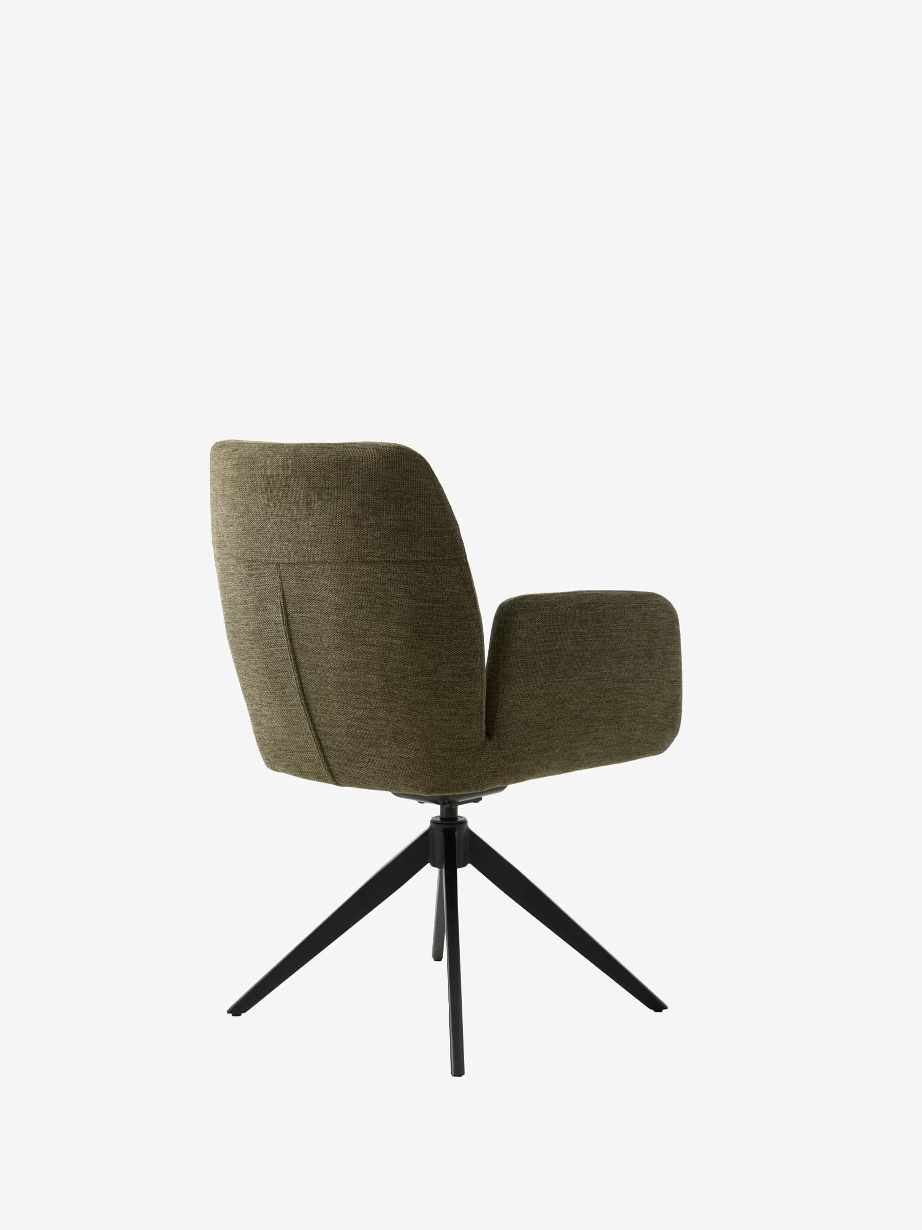 Roxana Chaise pivotante rembourrée en tissu avec accoudoirs et base en métal noir