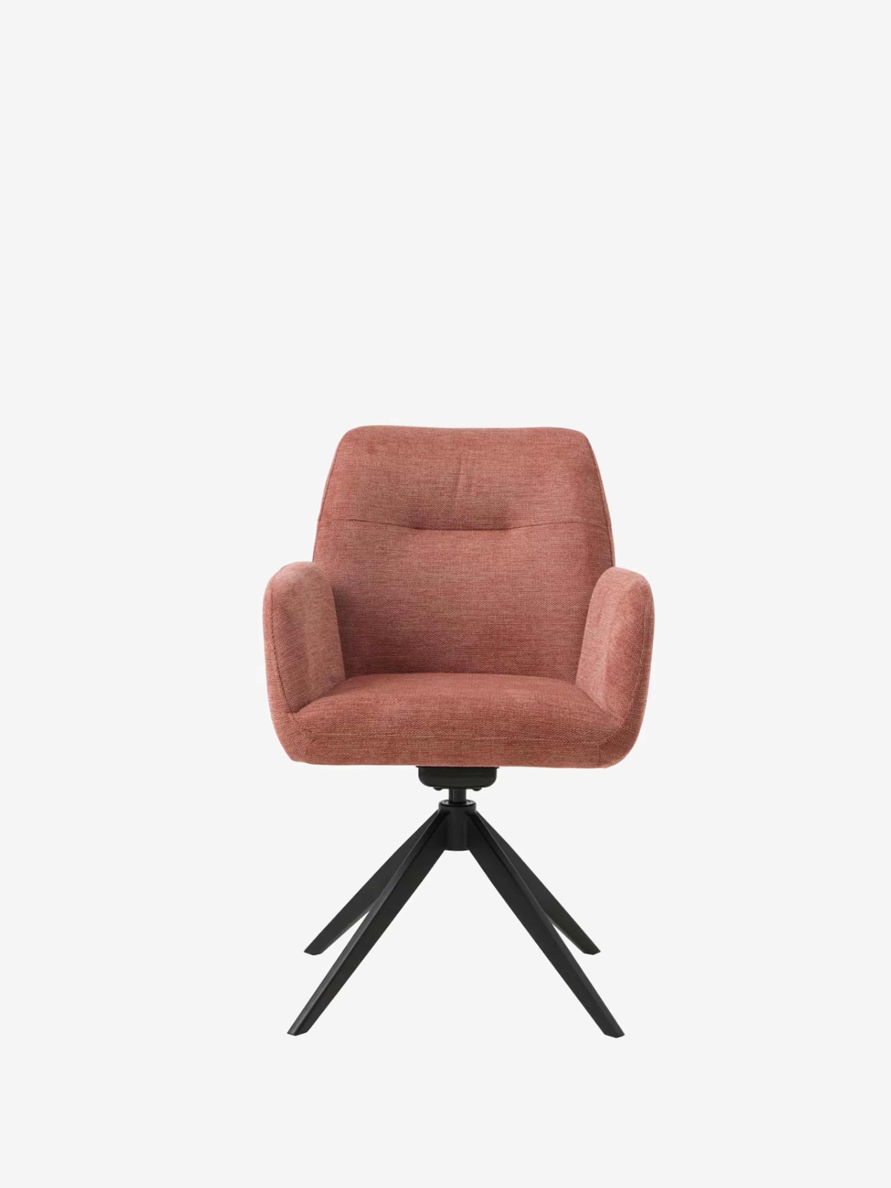 Roxana Chaise pivotante rembourrée en tissu avec accoudoirs et base en métal noir