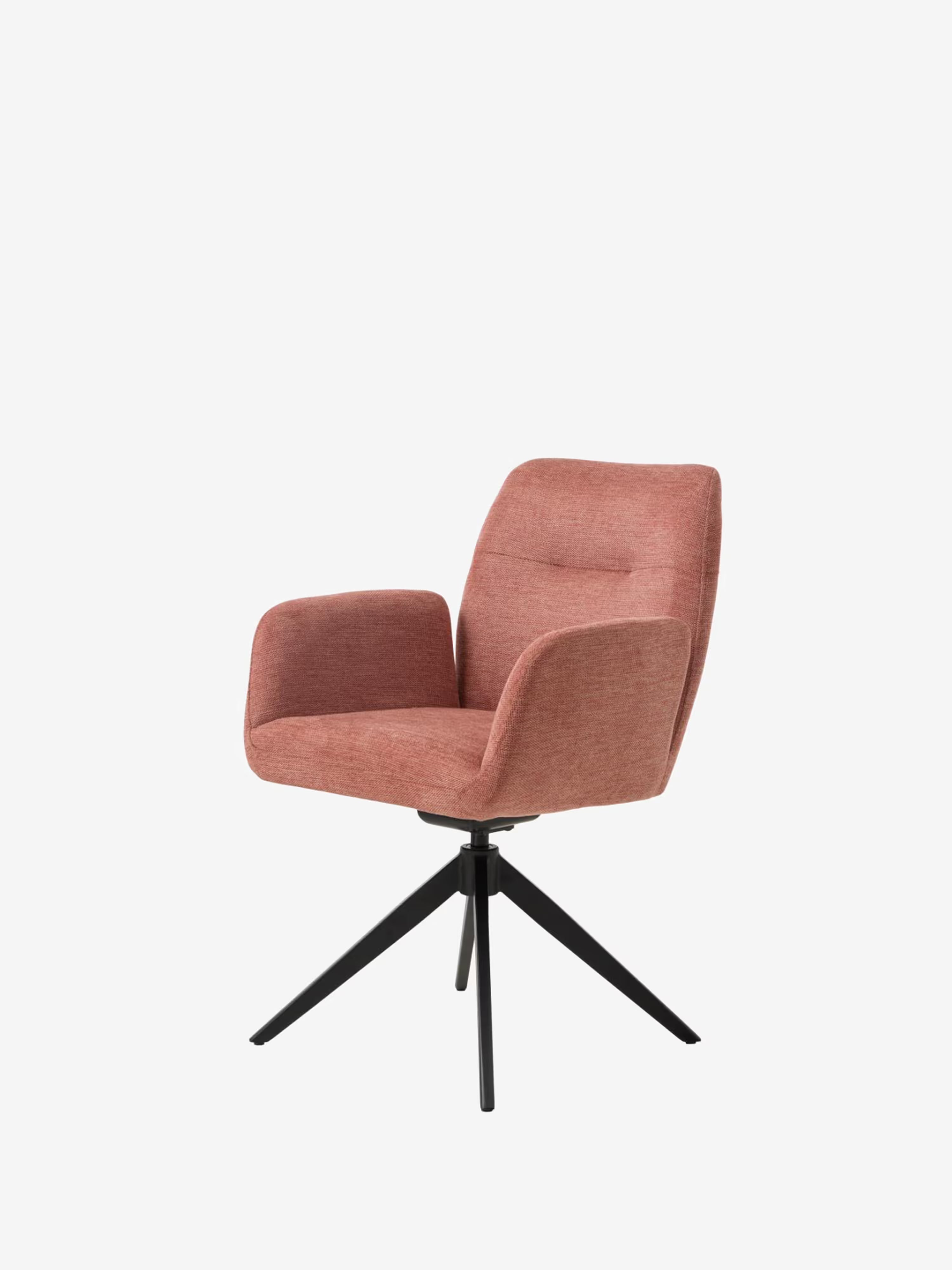 Roxana Chaise pivotante rembourrée en tissu avec accoudoirs et base en métal noir