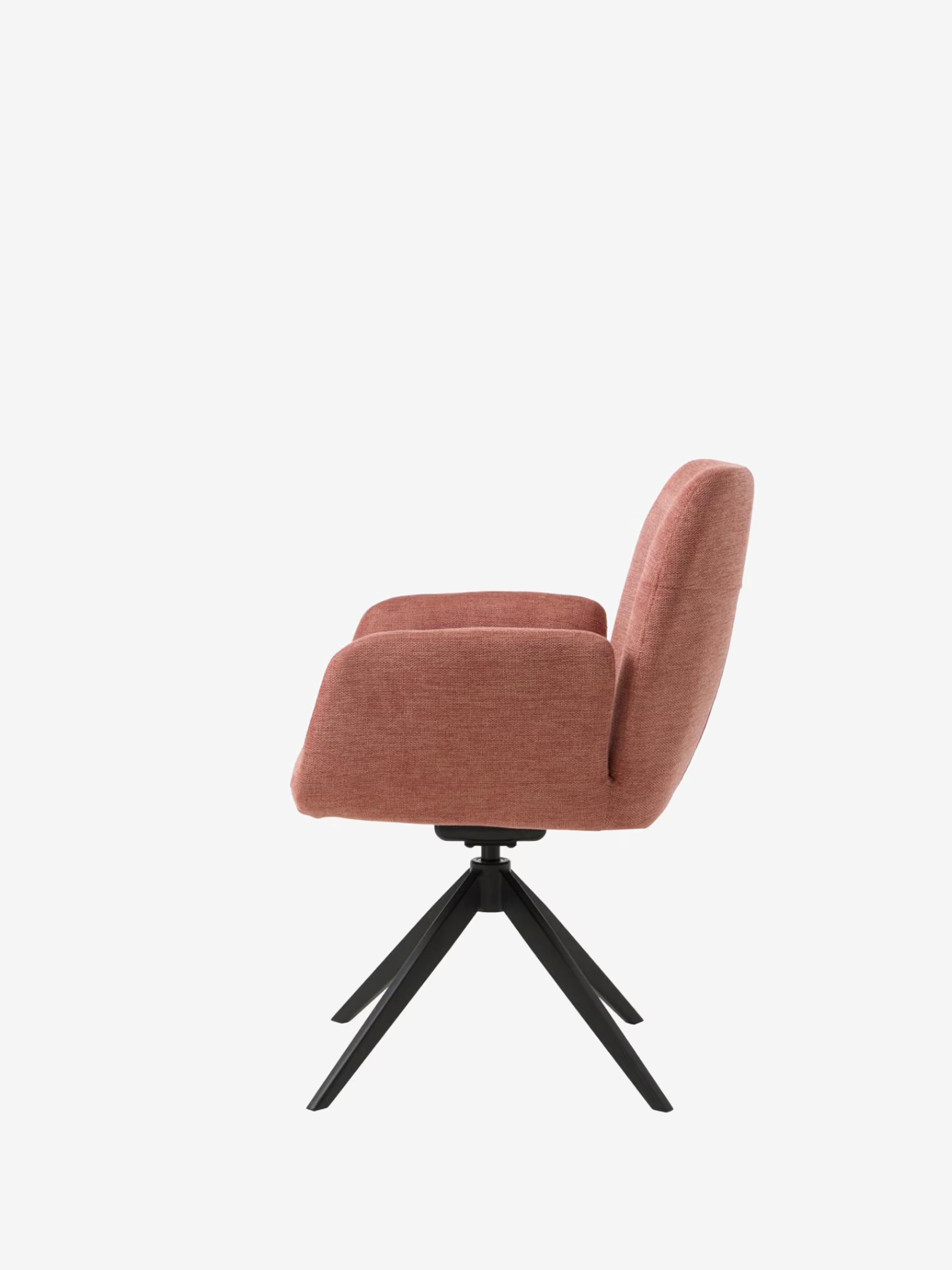Roxana Chaise pivotante rembourrée en tissu avec accoudoirs et base en métal noir