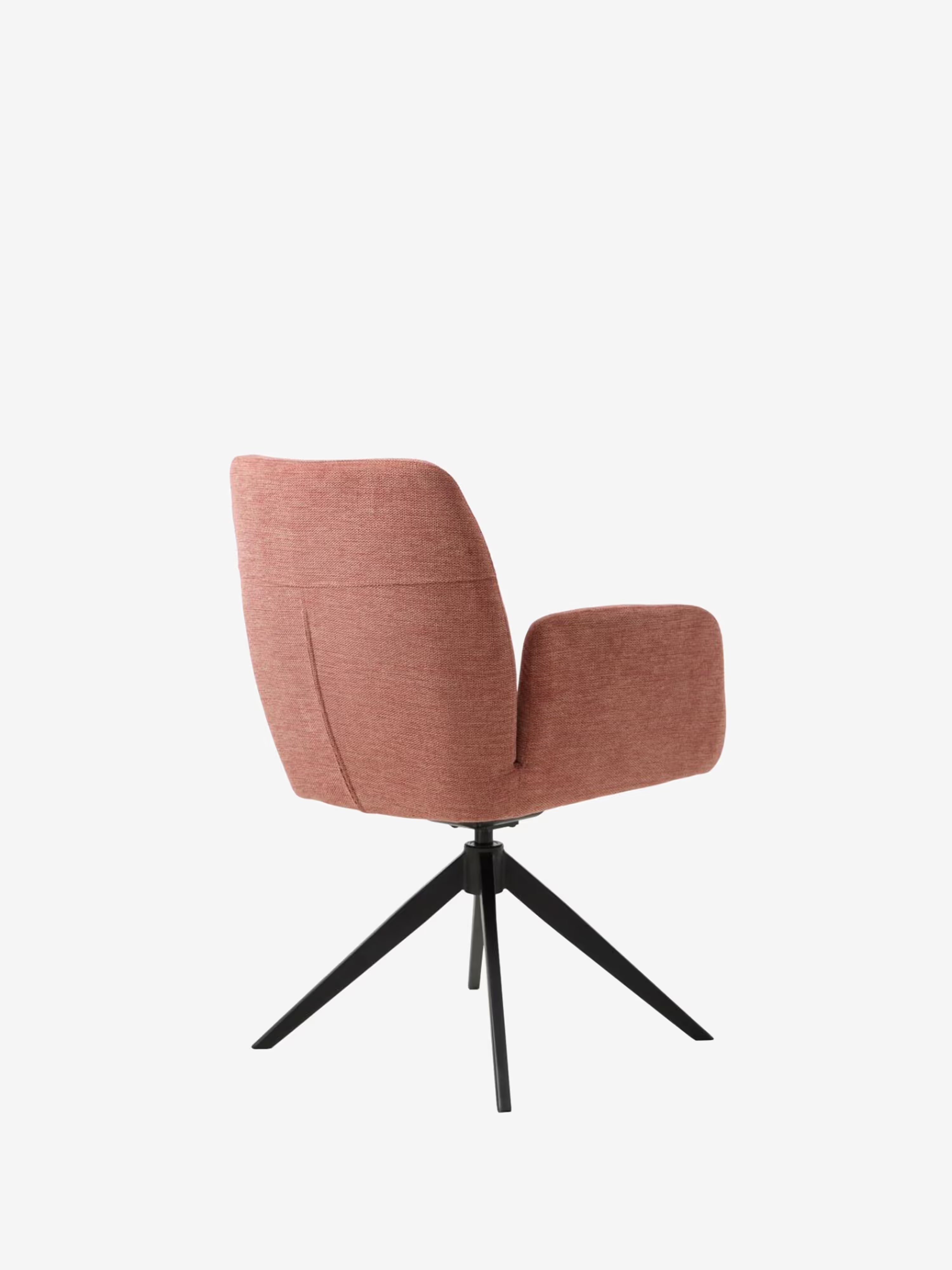 Roxana Chaise pivotante rembourrée en tissu avec accoudoirs et base en métal noir