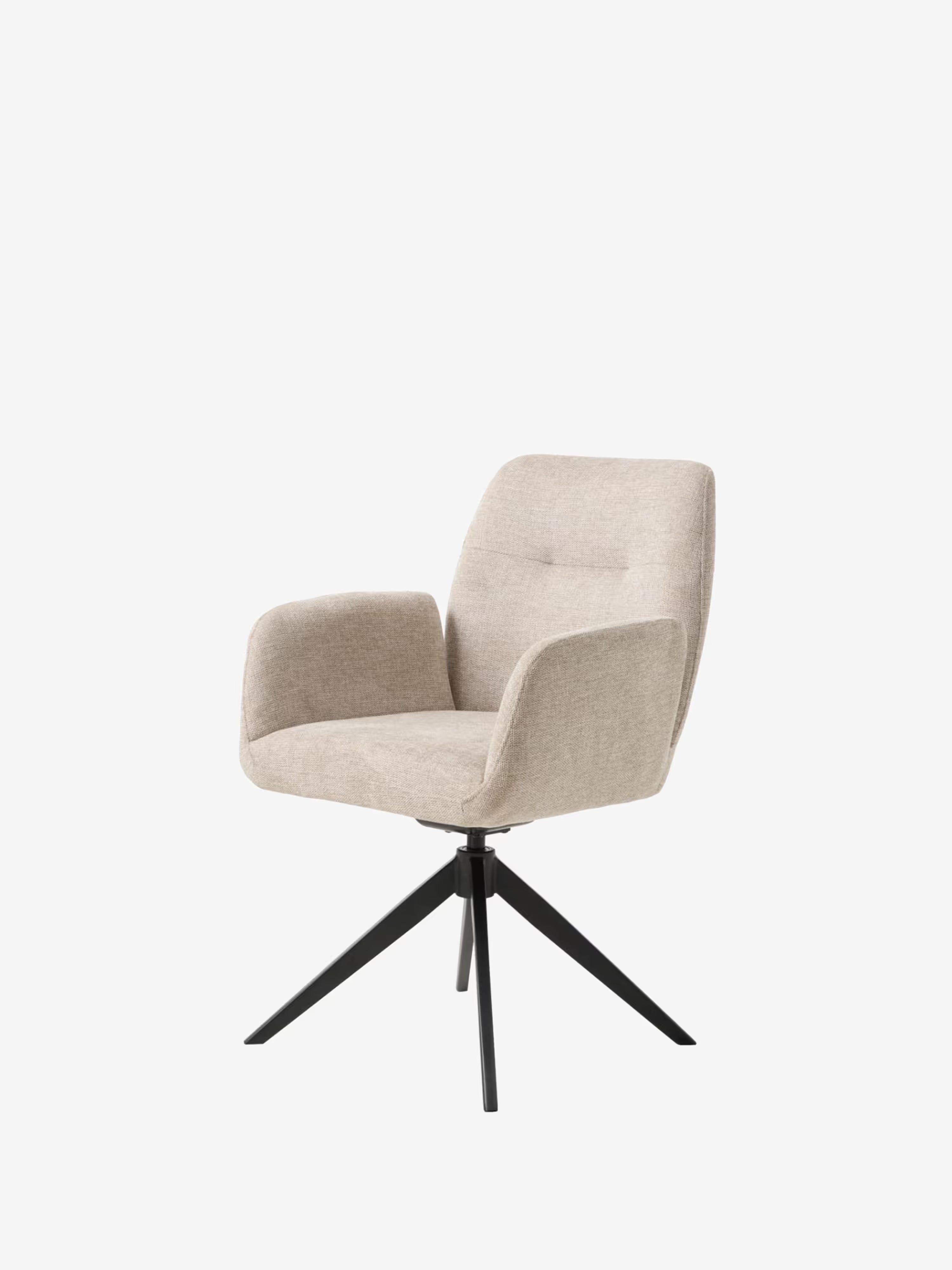 Roxana Chaise pivotante rembourrée en tissu avec accoudoirs et base en métal noir