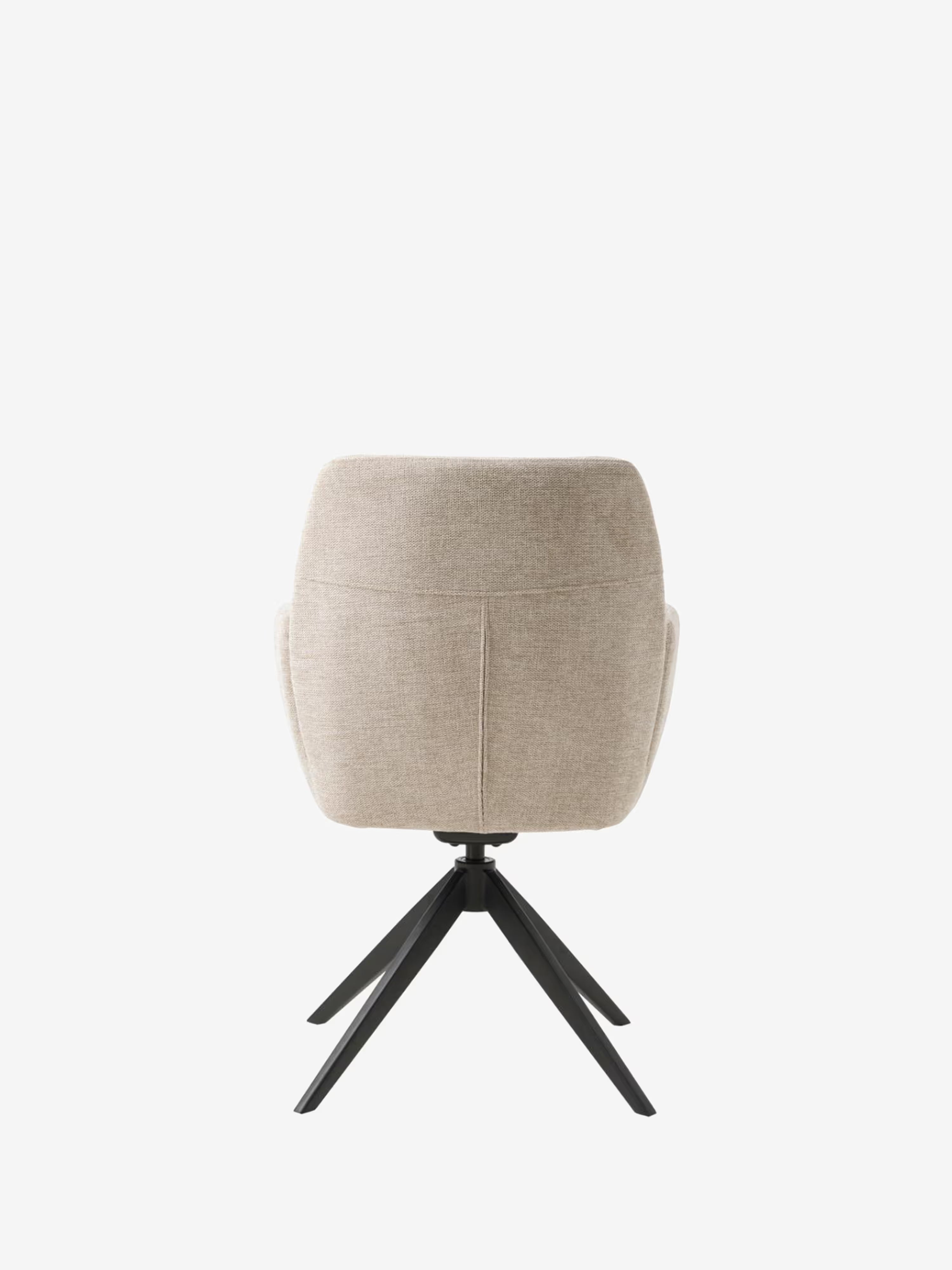 Roxana Chaise pivotante rembourrée en tissu avec accoudoirs et base en métal noir