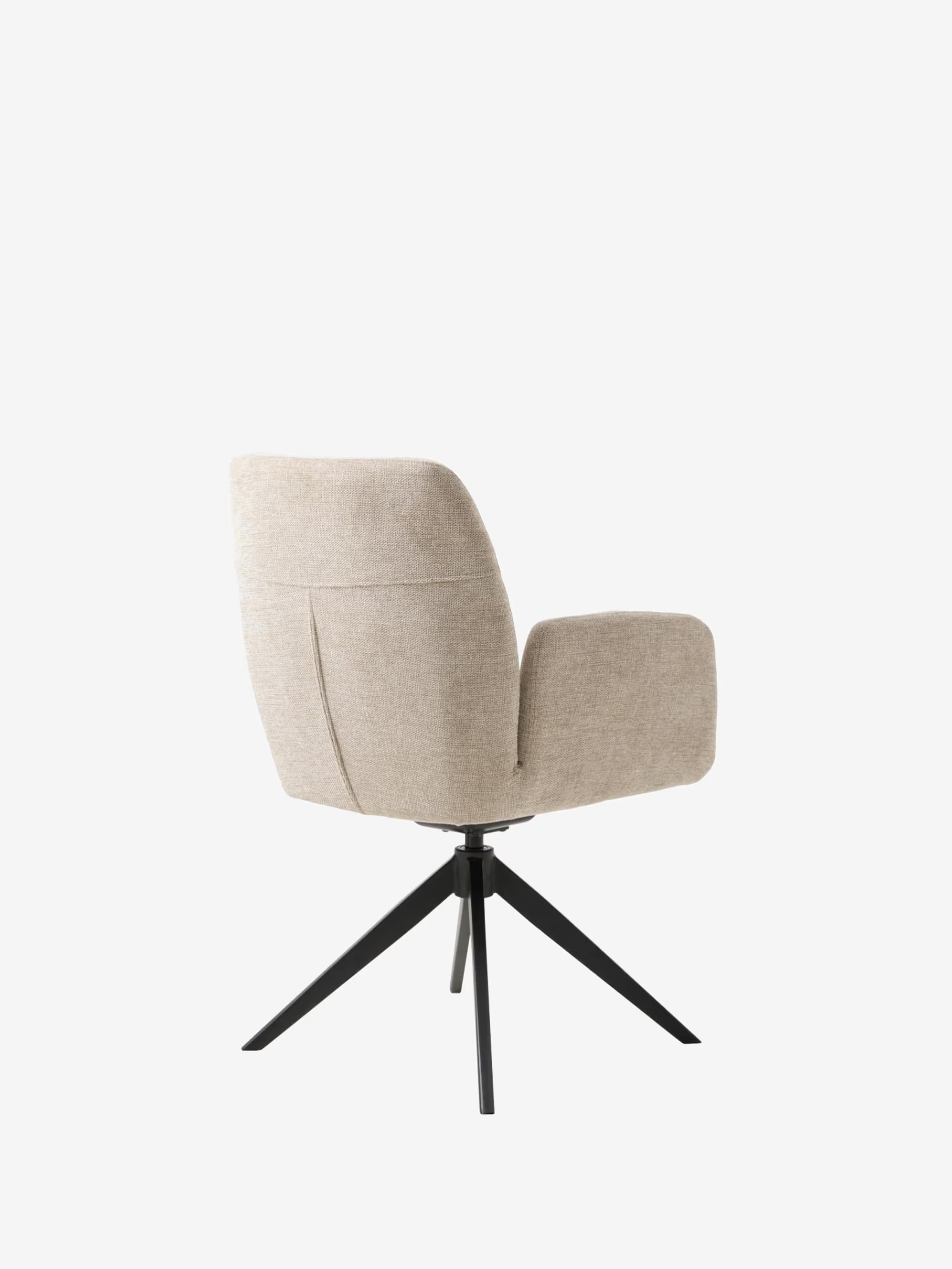Roxana Chaise pivotante rembourrée en tissu avec accoudoirs et base en métal noir