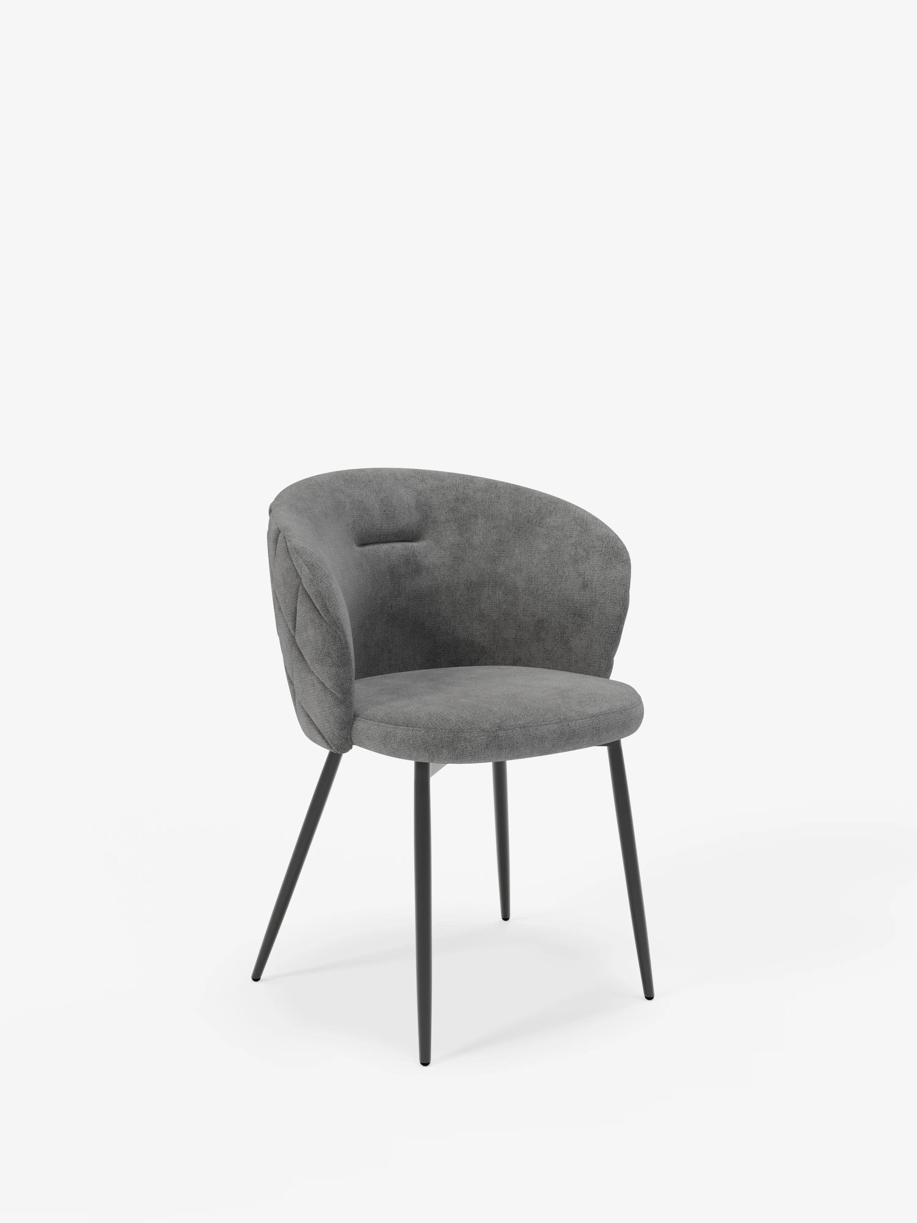 Chaise Rumble en tissu matelassé gris foncé avec structure en métal noir