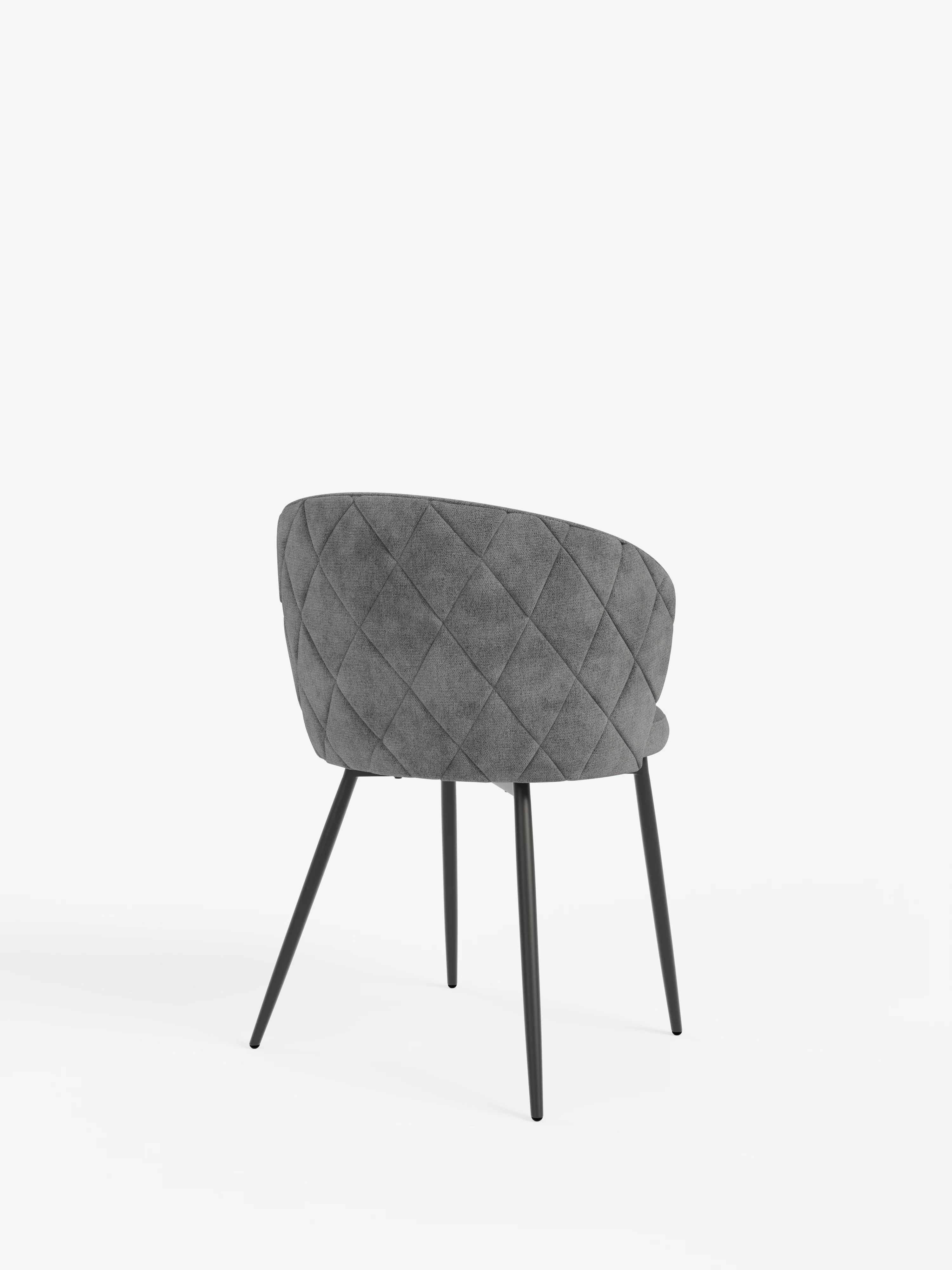 Chaise Rumble en tissu matelassé gris foncé avec structure en métal noir