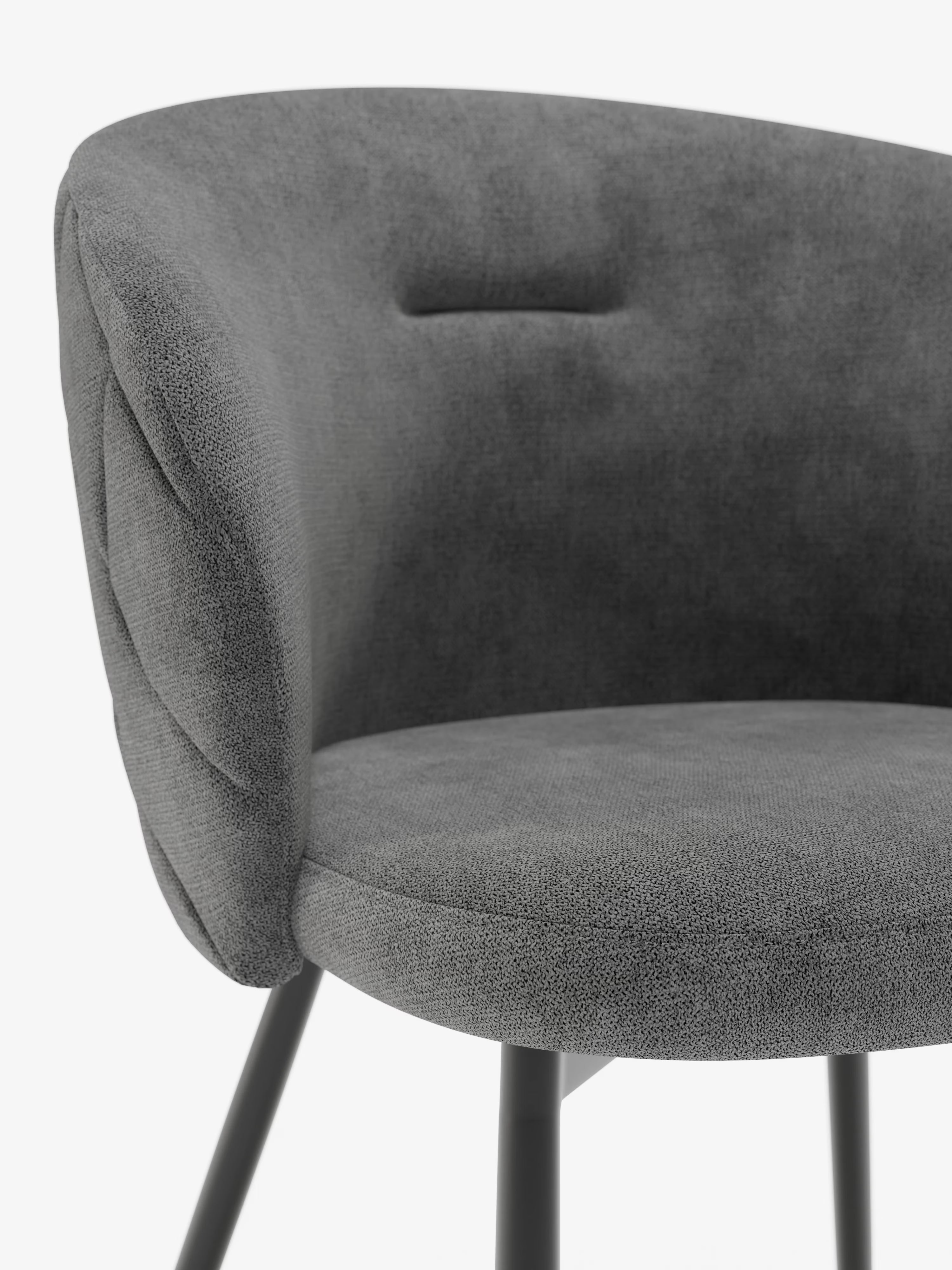 Chaise Rumble en tissu matelassé gris foncé avec structure en métal noir