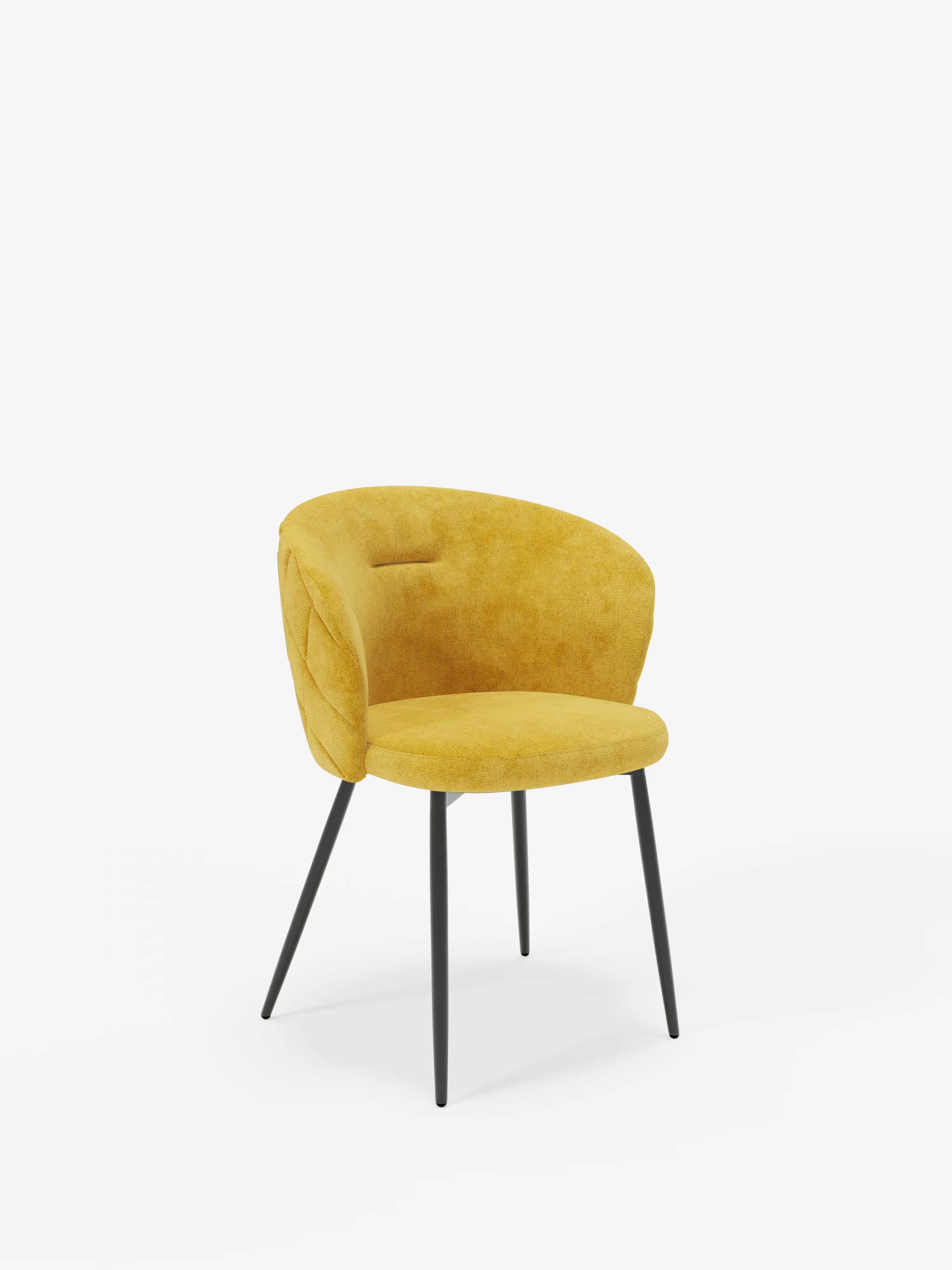 Chaise Rumble en tissu matelassé jaune avec structure en métal noir