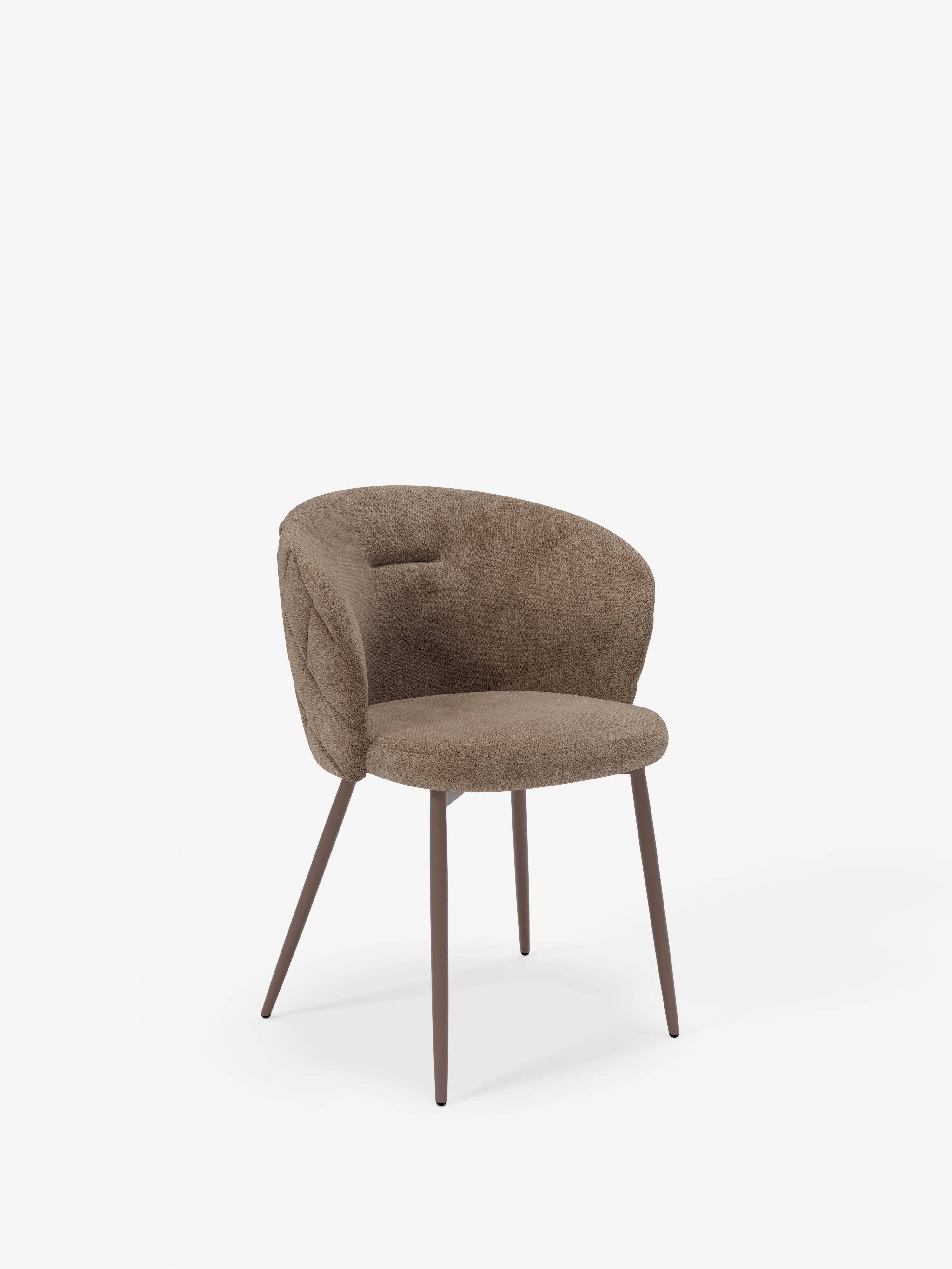 Chaise Rumble en tissu matelassé avec structure en métal marron