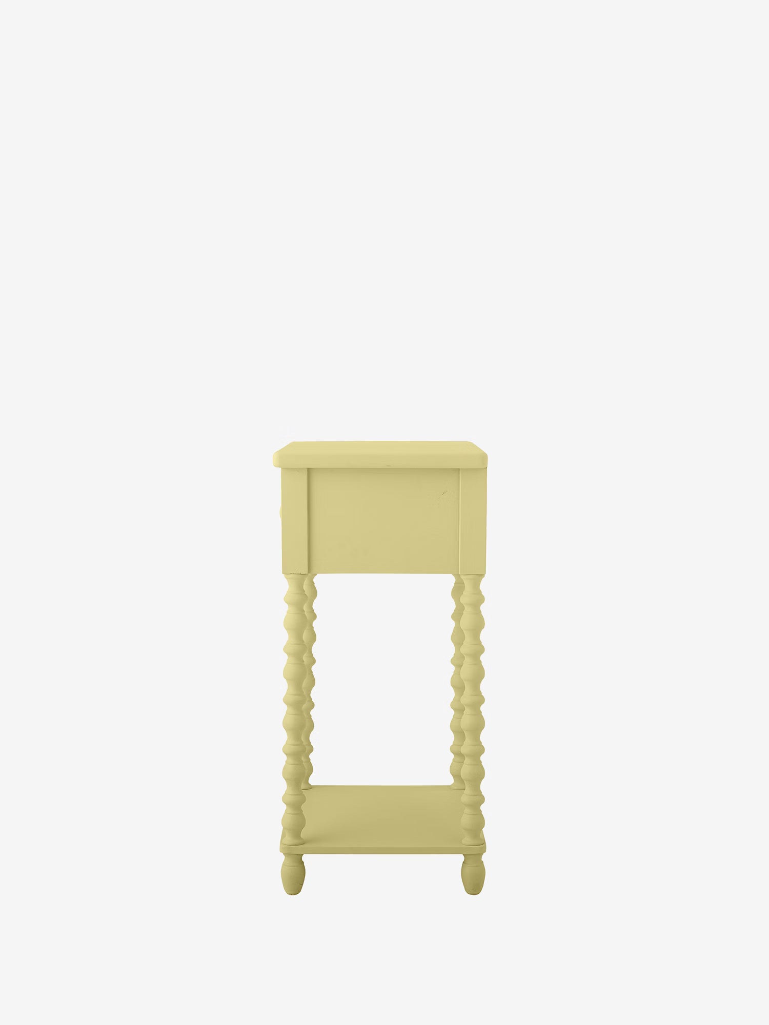 Salino Tavolino laterale con cassetto in legno di abete giallo pastello