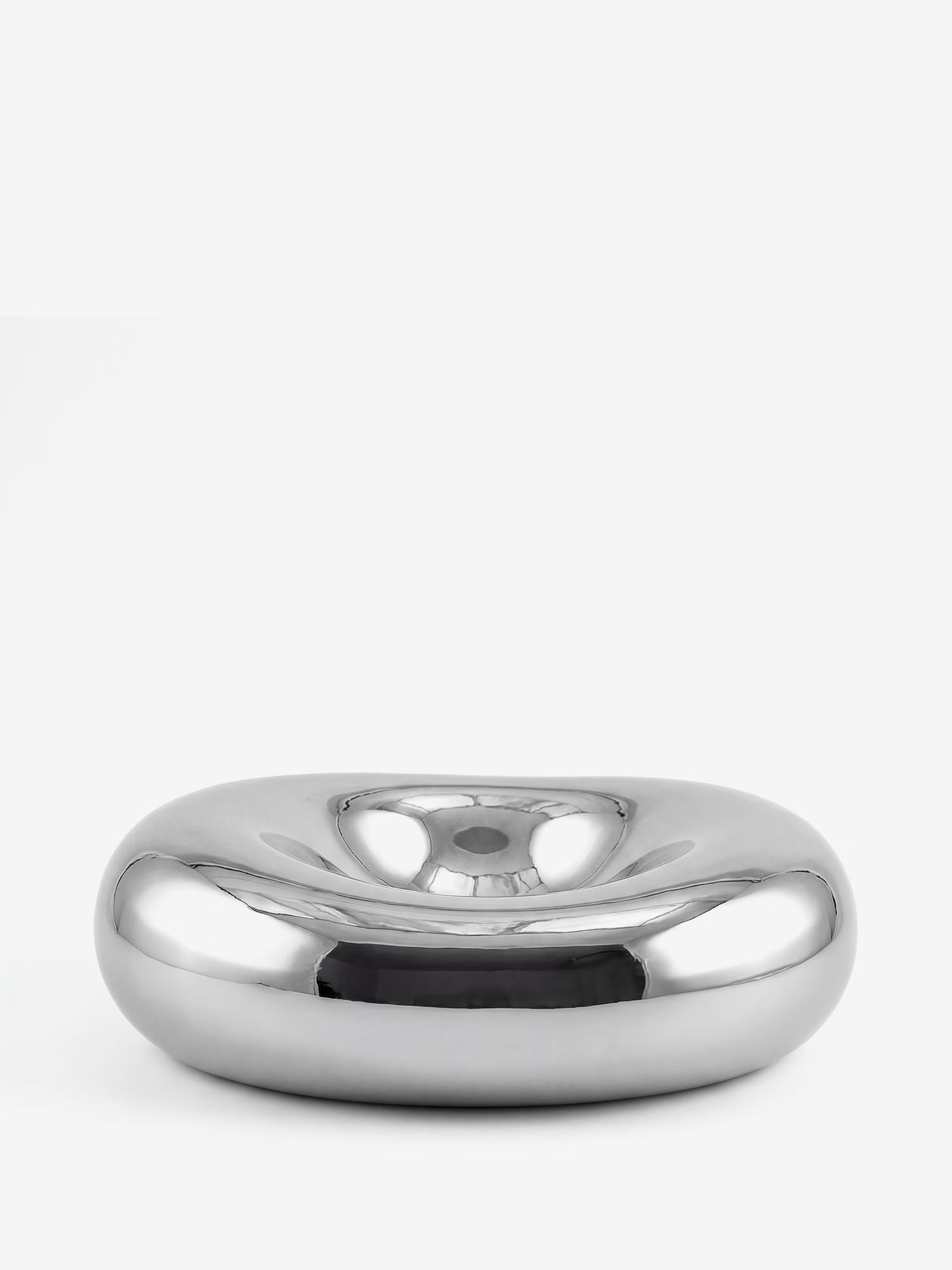 Shine cuenco decorativo de gres con efecto plata cromada