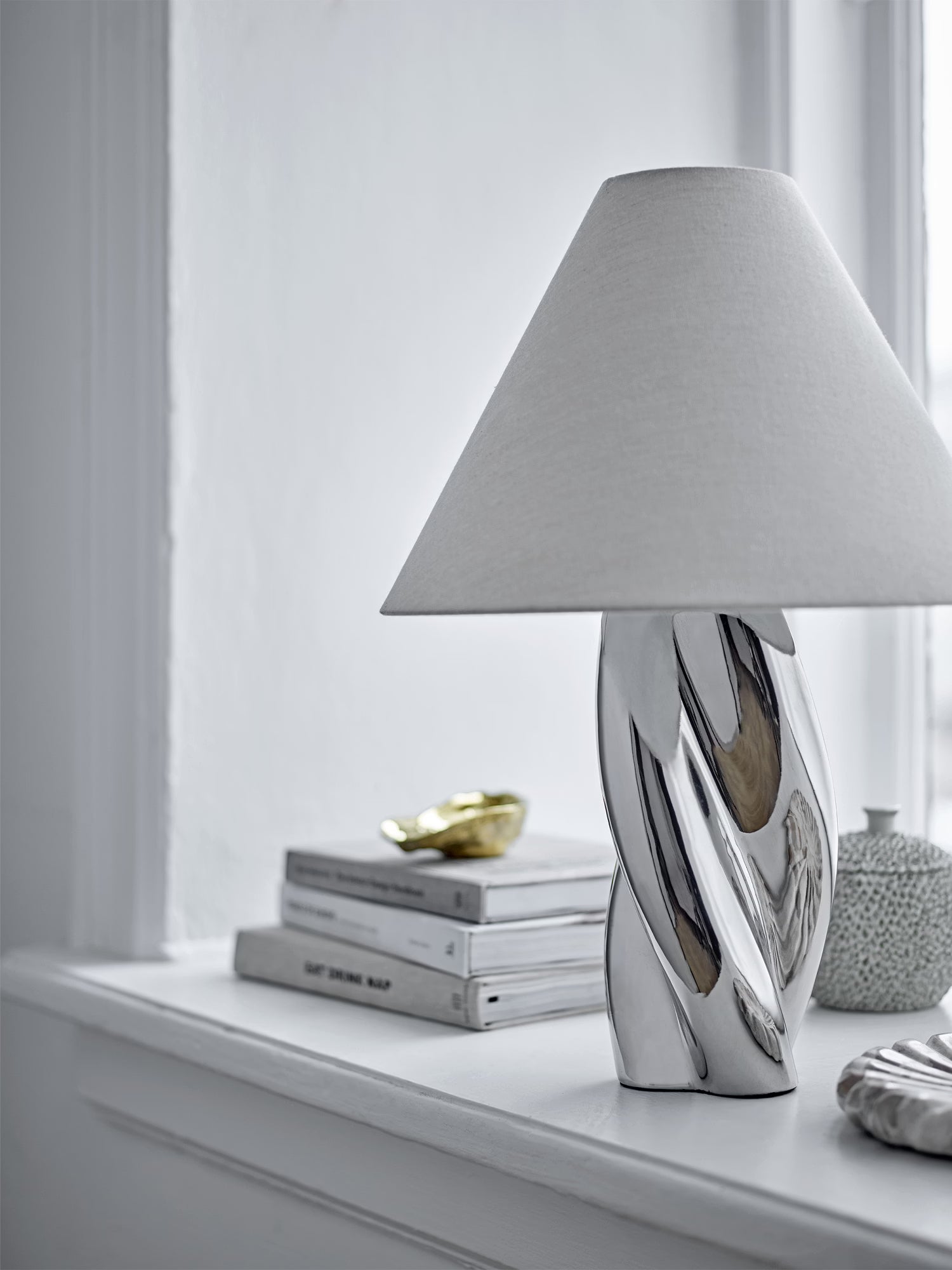 Lampe de table Silva en grès finition argentée - Design nordique