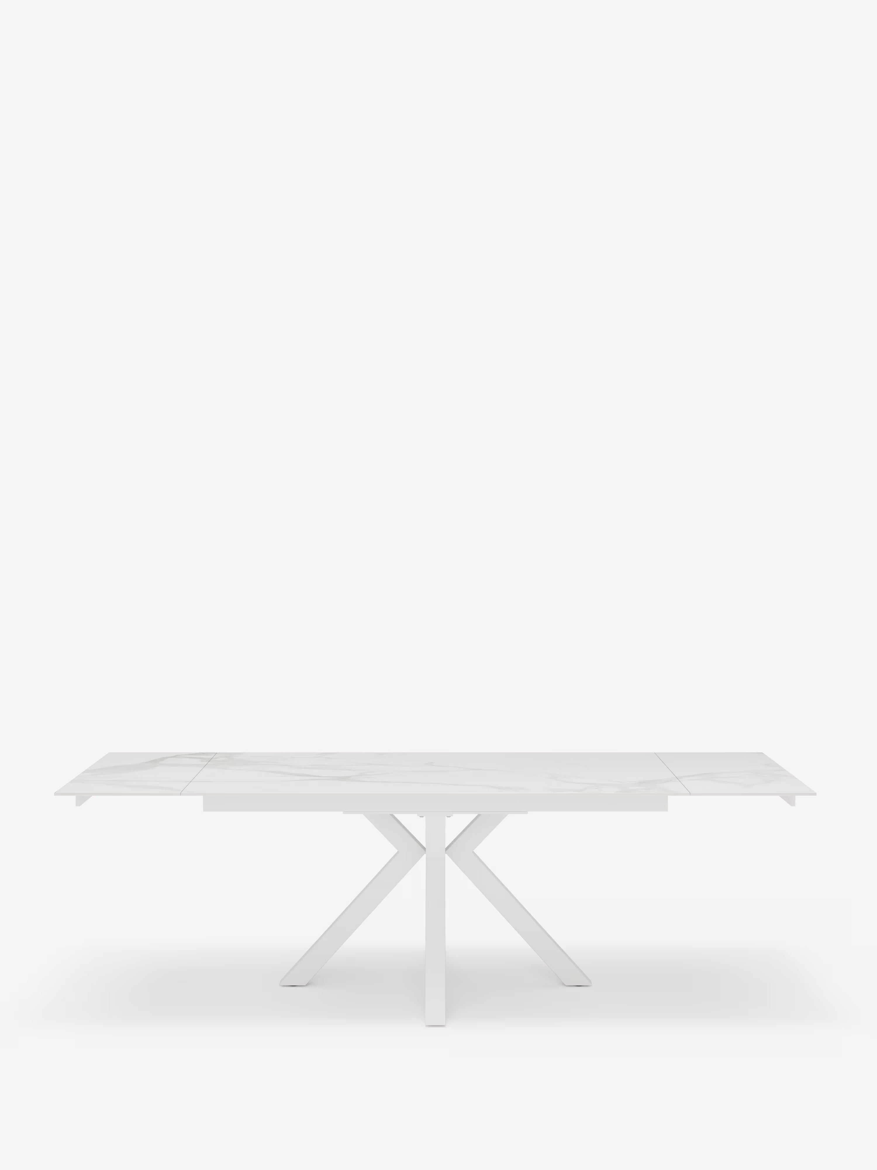 Sky Mesa extensible de piedra efecto mármol blanco – base de metal 160 (240) x 91 cm