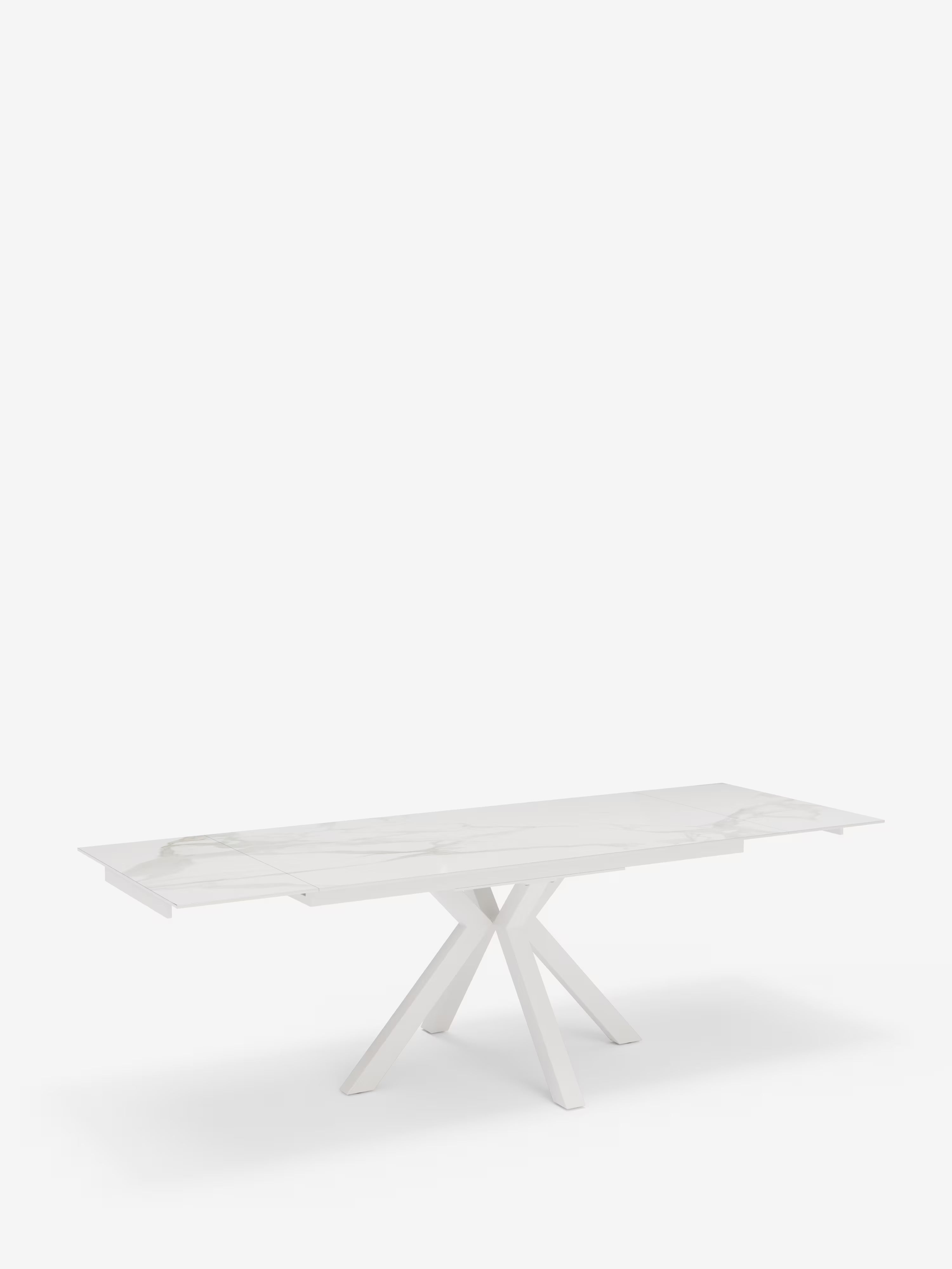Sky Mesa extensible de piedra efecto mármol blanco – base de metal 160 (240) x 91 cm