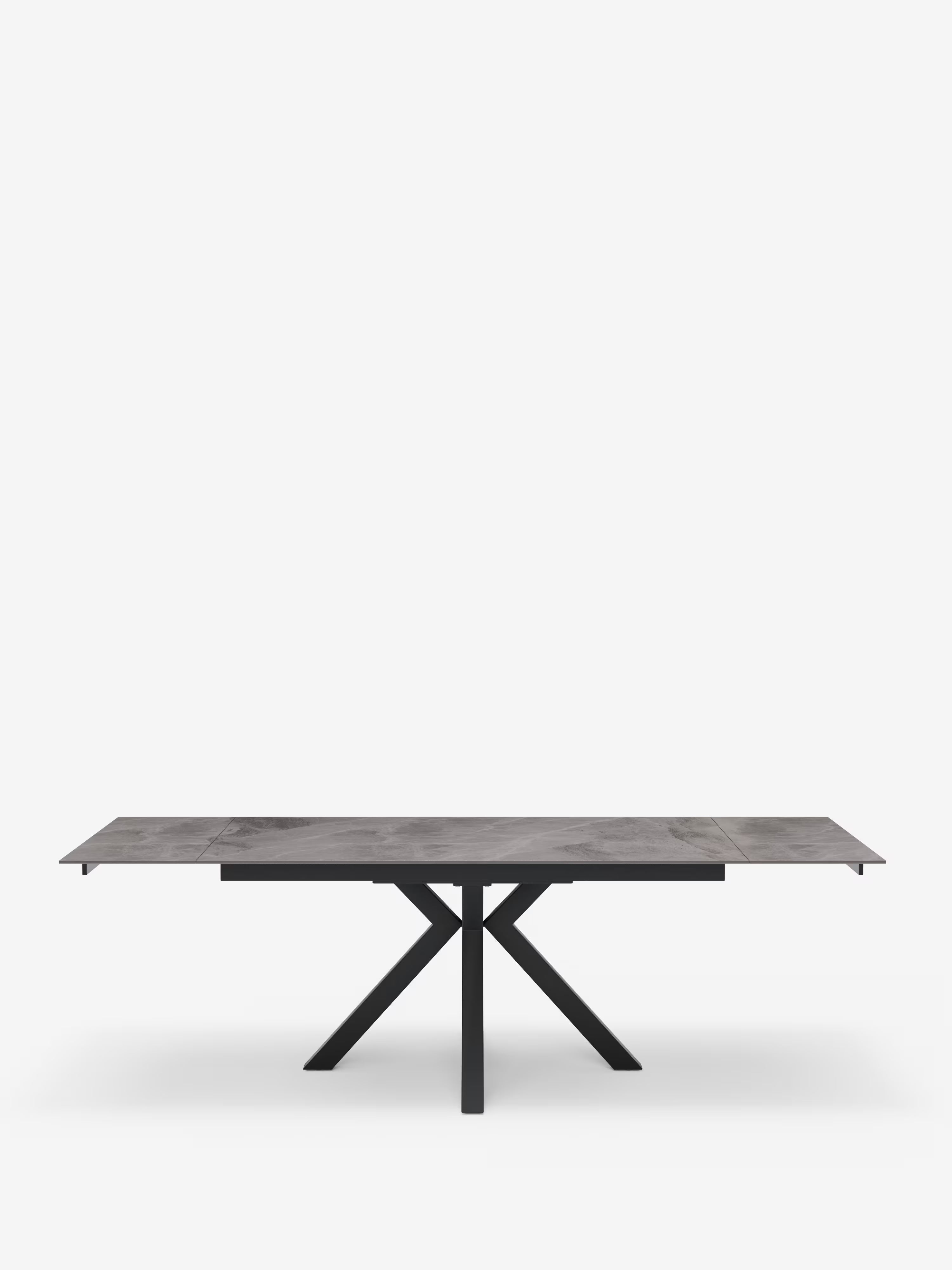 Sky Mesa extensible de piedra efecto mármol gris – base de metal 160 (240) x 91 cm