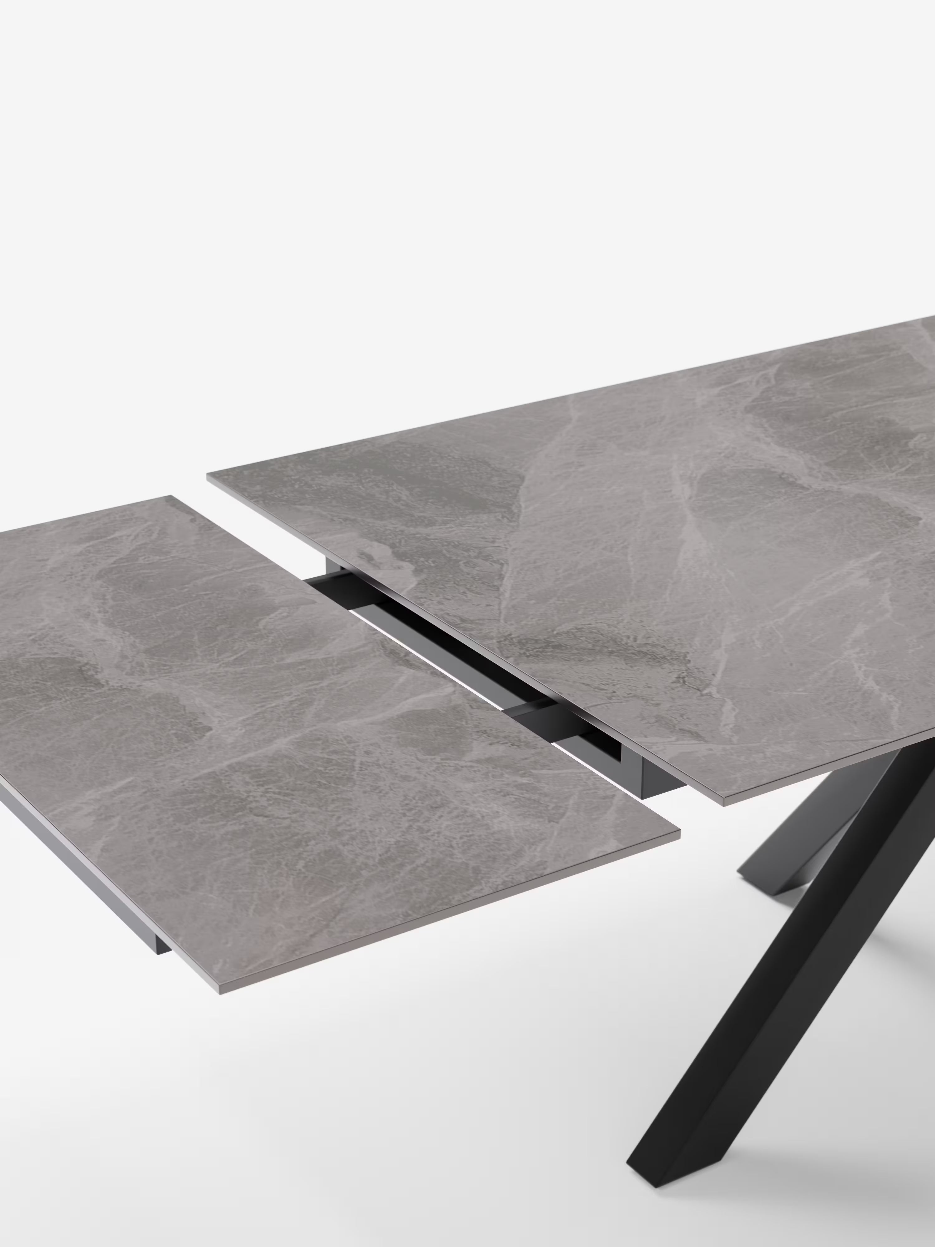 Sky Mesa extensible de piedra efecto mármol gris – base de metal 160 (240) x 91 cm