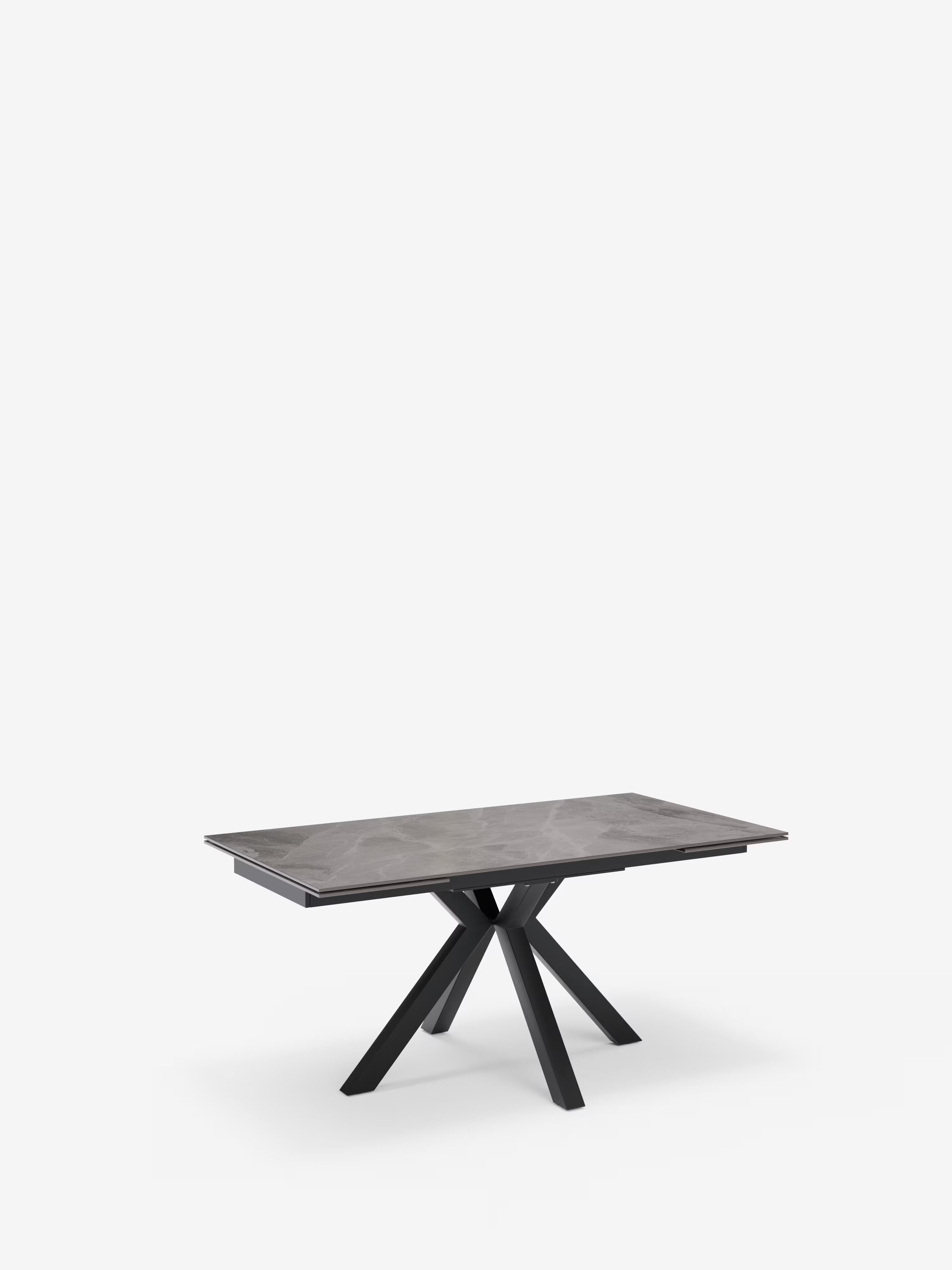 Sky Mesa extensible de piedra efecto mármol gris – base de metal 160 (240) x 91 cm