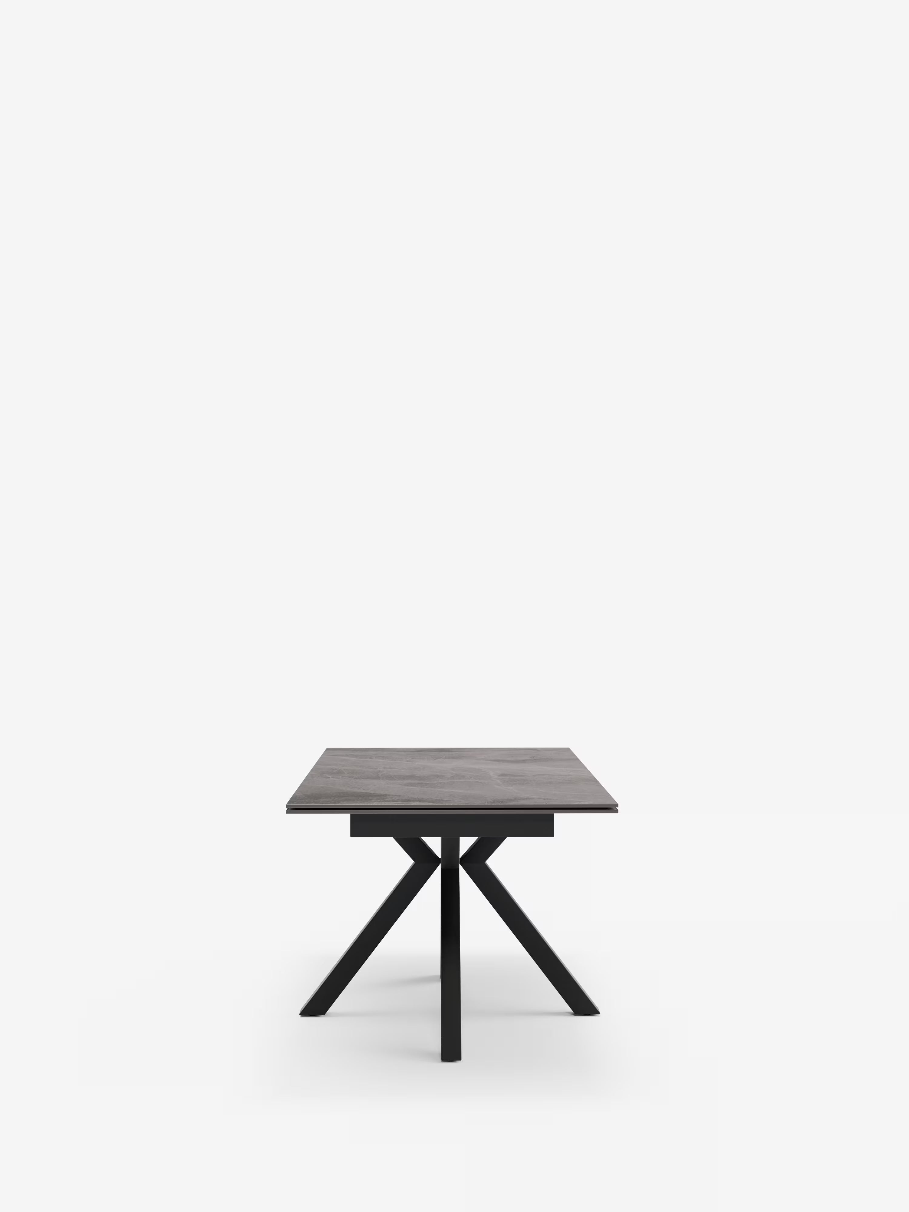 Sky Mesa extensible de piedra efecto mármol gris – base de metal 160 (240) x 91 cm