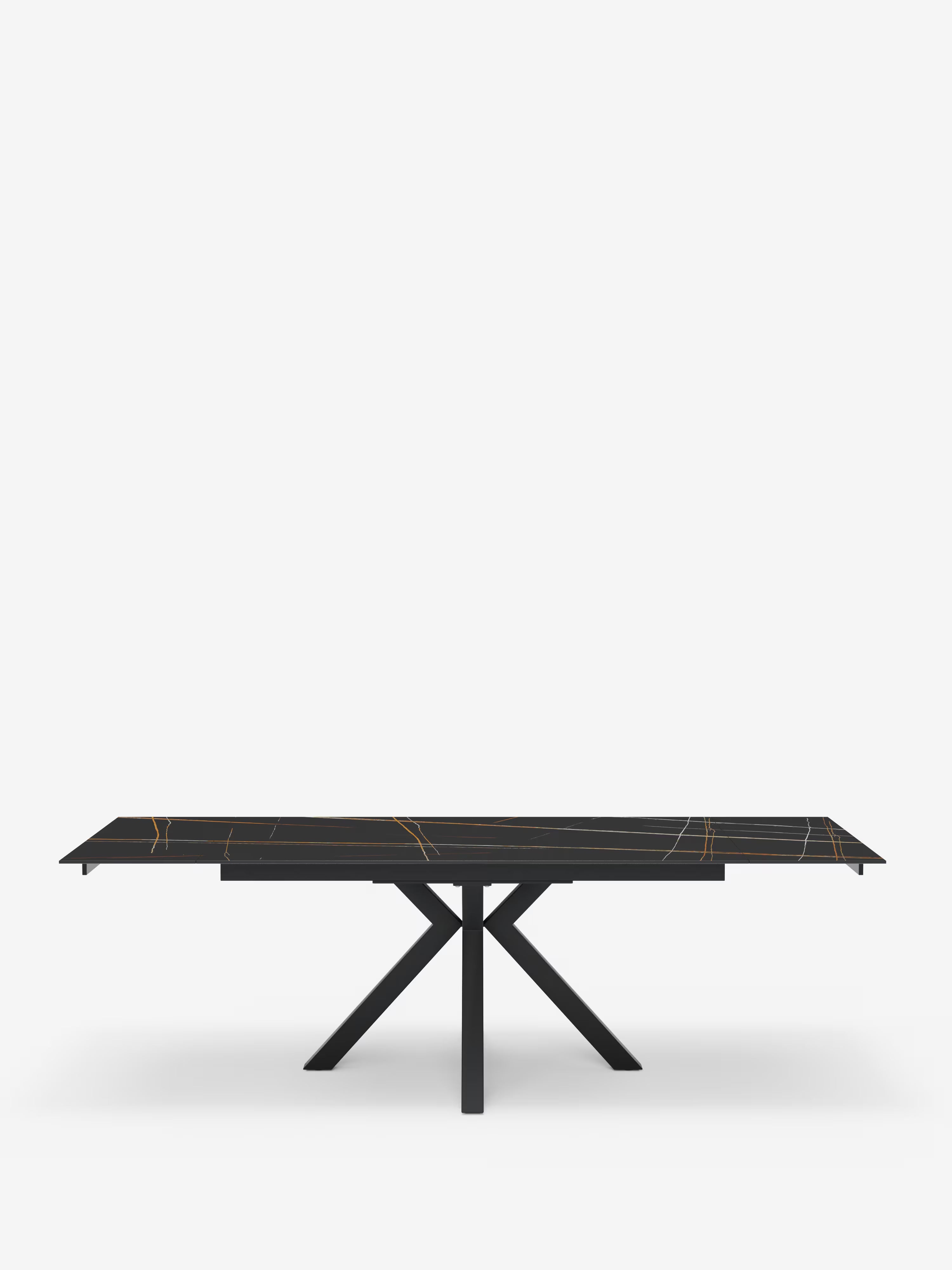Sky Mesa extensible de piedra efecto mármol negro – base de metal 160 (240) x 91 cm
